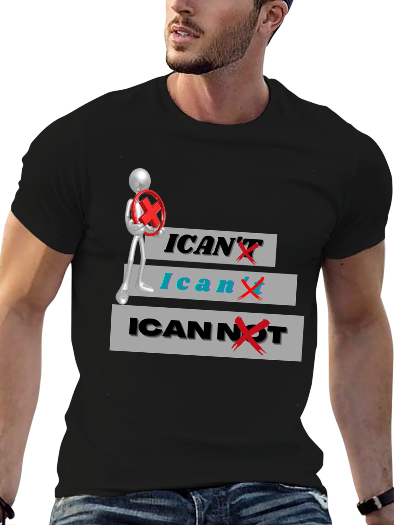Black I Can't / I Can / I Cannot T-Shirt view 6
