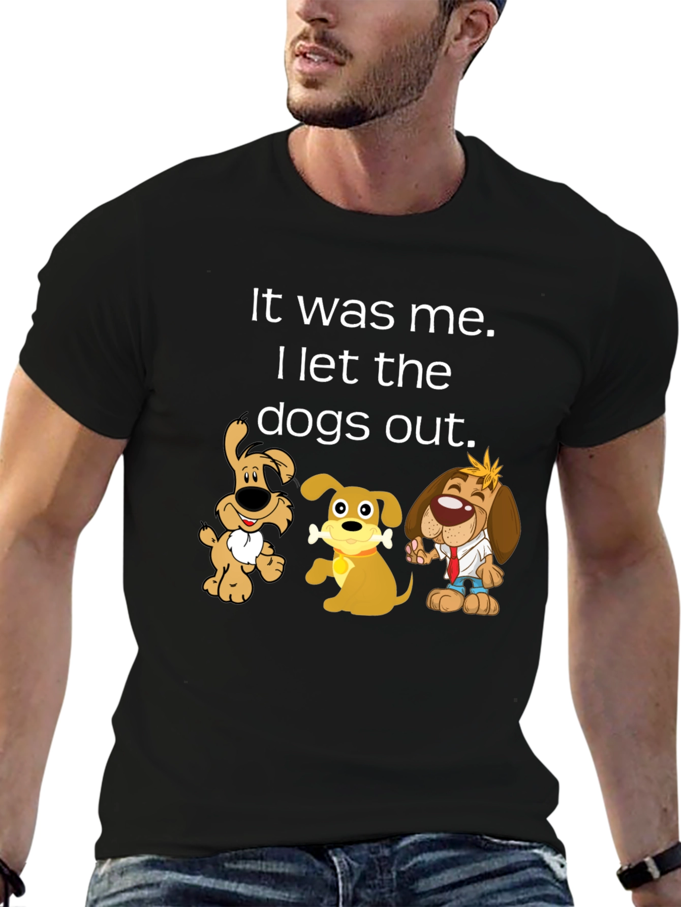 Black It Was Me I Let the Dogs Out T-Shirt view 6