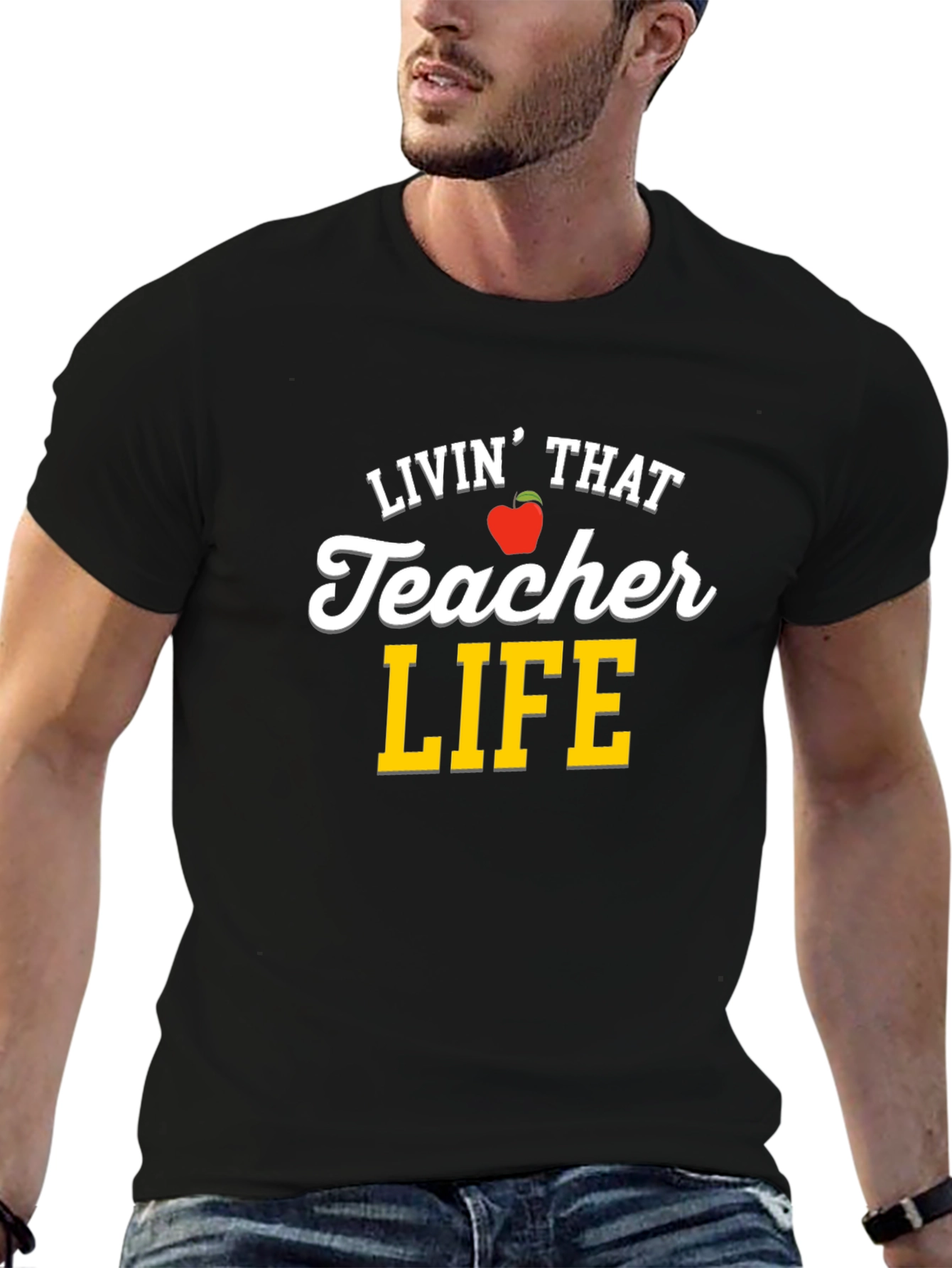 Black Livin' That Teacher Life T-Shirt view 6