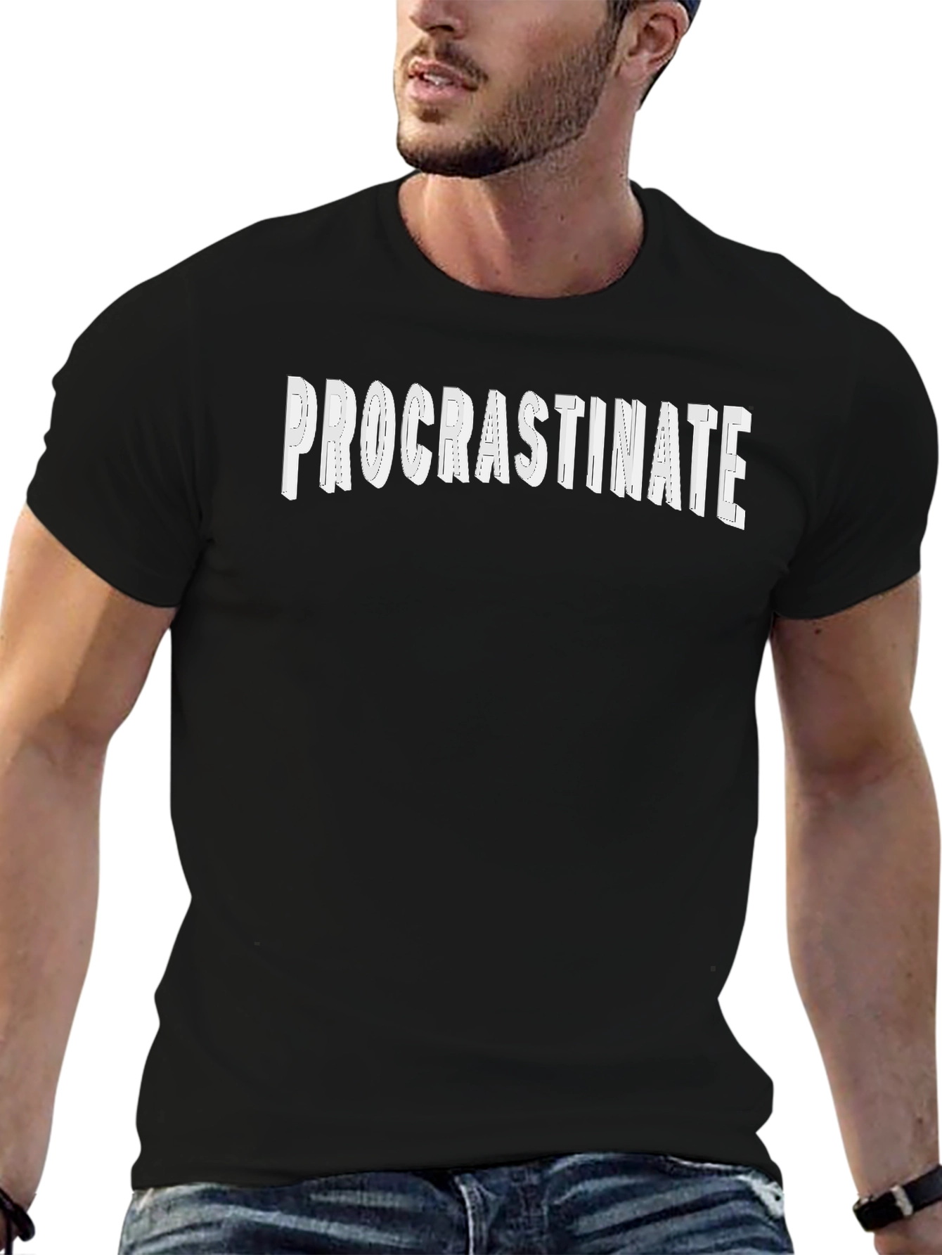 Black Procrastinate T-Shirt - Humorous Graphic Tee view 6