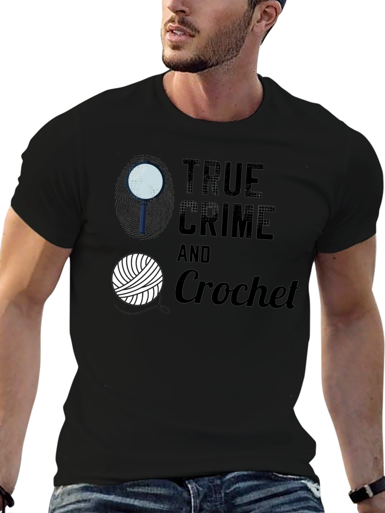 Black True Crime & Crochet Graphic Tee view 6