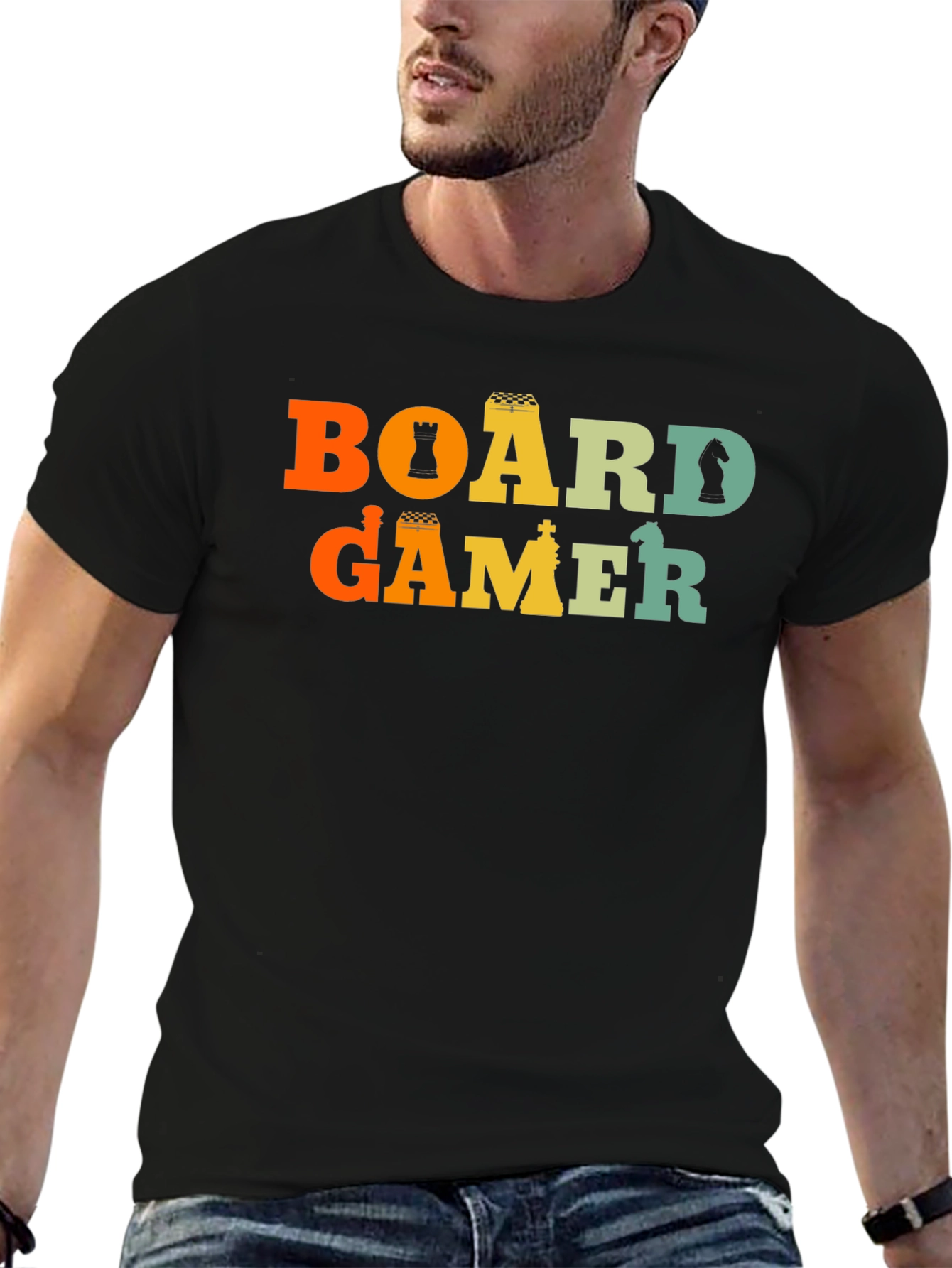 Black Board Gamer T-Shirt - Chess Piece Design view 6