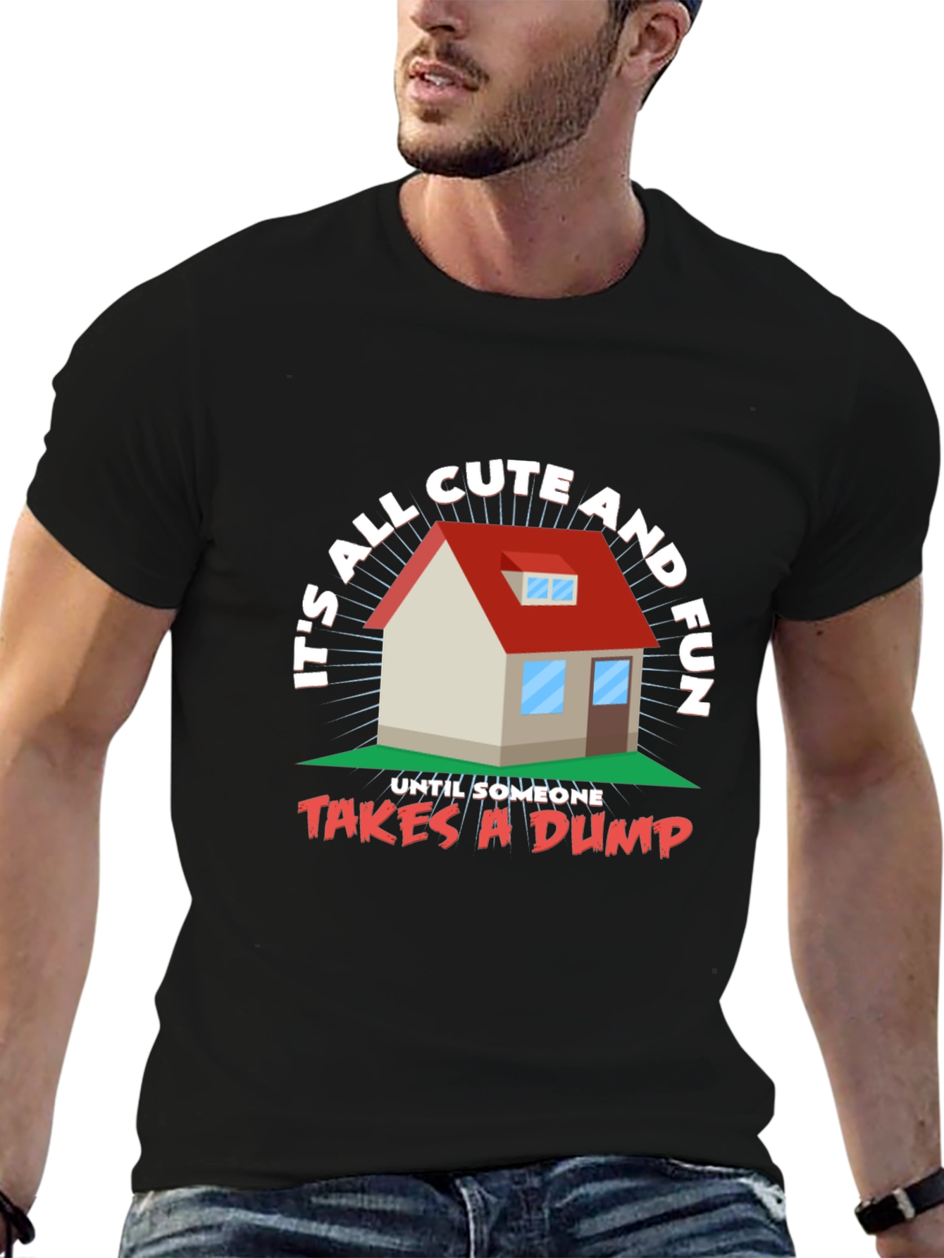 Black Funny House Graphic T-Shirt  view 6