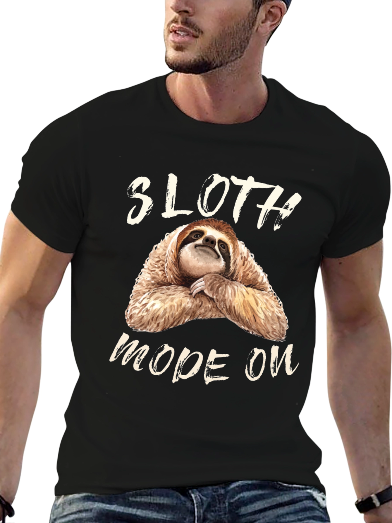 Black Sloth Mode On Graphic Tee - Relaxed Fit view 6