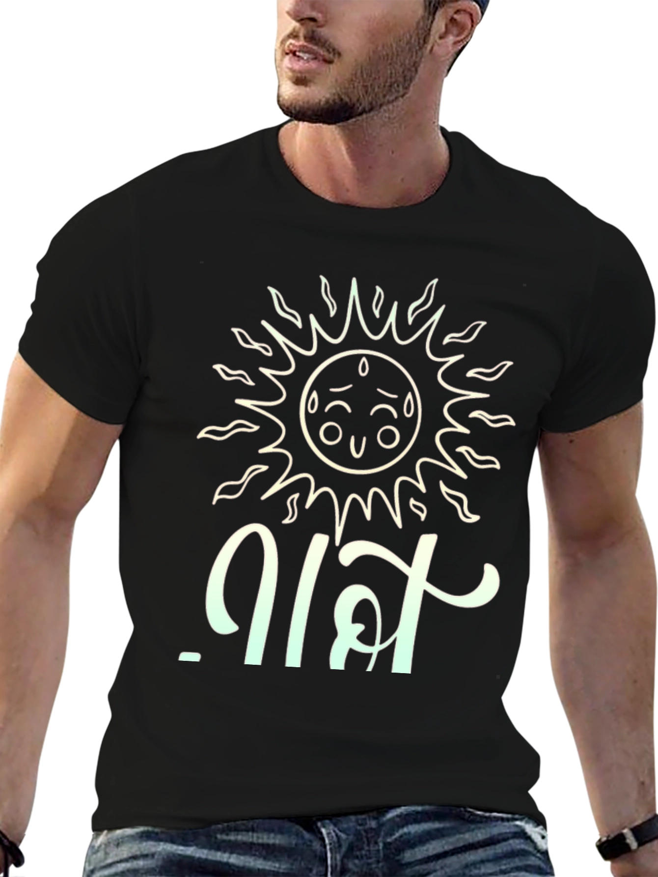 Black Funny Sun Graphic Black T-Shirt view 6