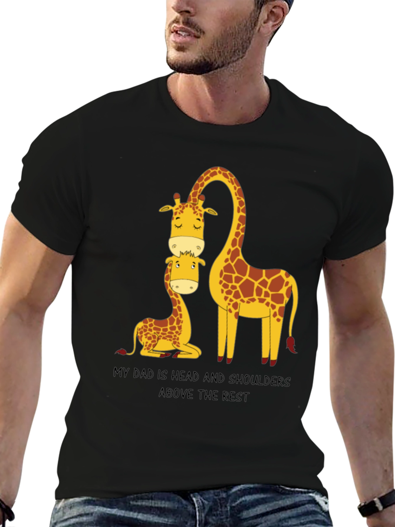 Black Giraffe Dad T-Shirt: Head and Shoulders Above the Rest view 6