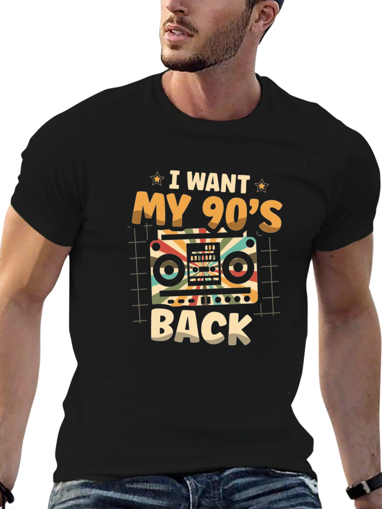 Black I Want My 90s Back Retro Graphic Tee view 6