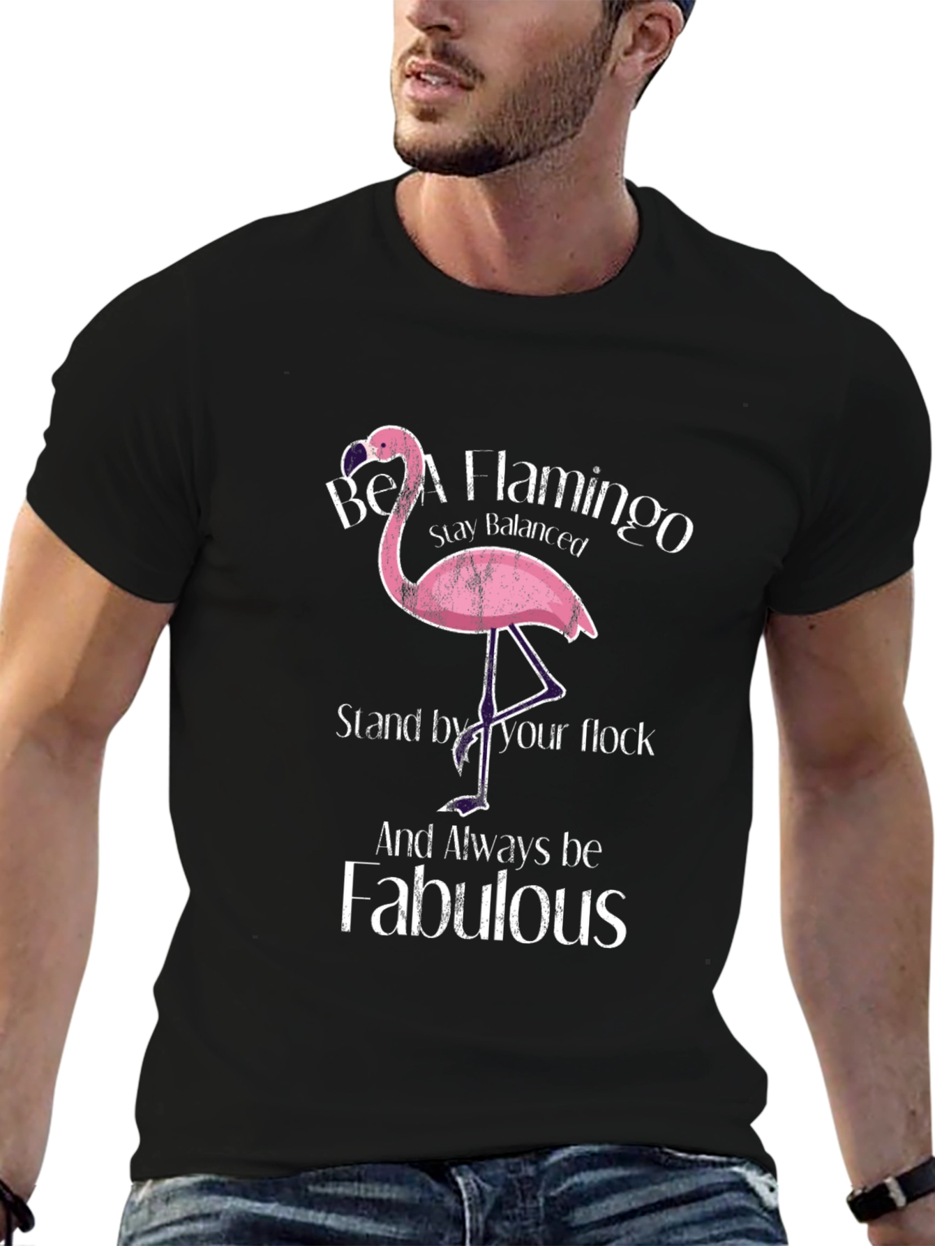 Black Be A Flamingo T-Shirt view 6