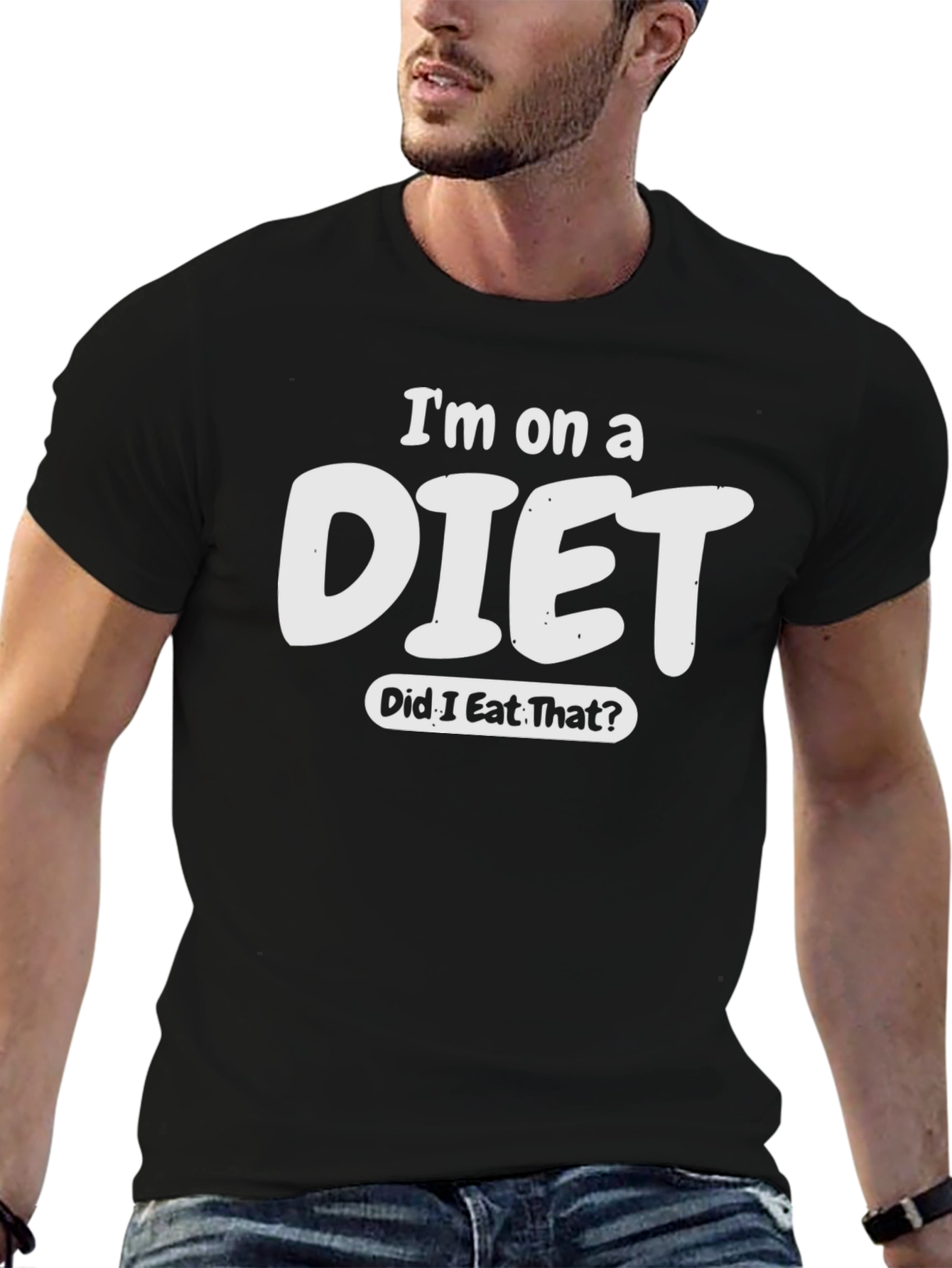 Black I'm On A Diet Funny Graphic T-Shirt view 6