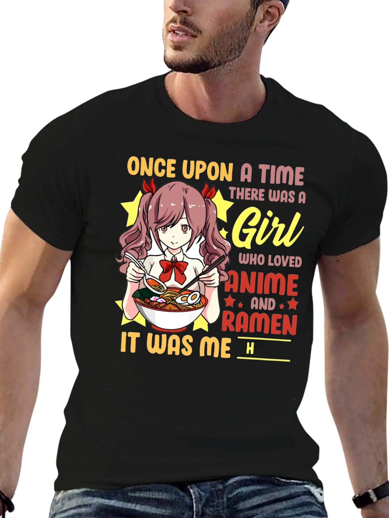 Black Anime & Ramen Girl T-Shirt view 6