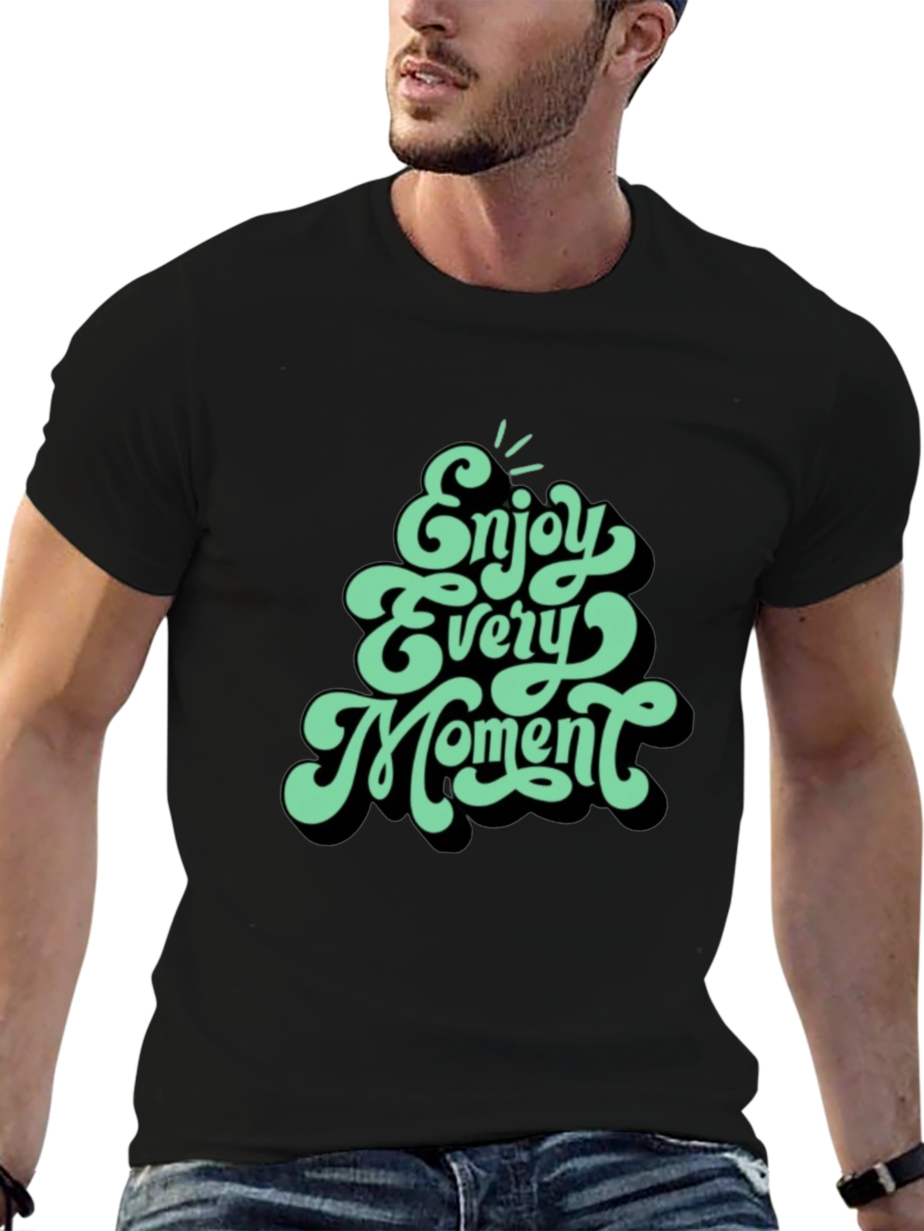 Enjoy Every Moment Graphic Tee - Stylish Black T-Shirt - 6