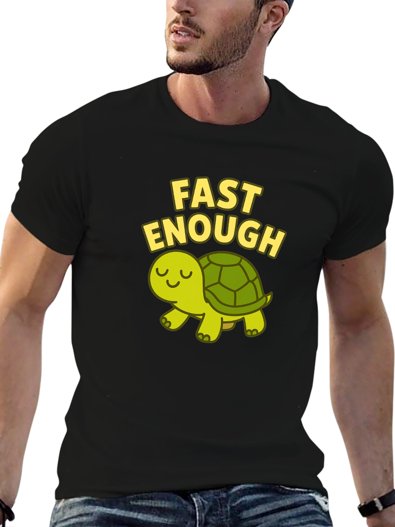 Black Fast Enough Turtle T-Shirt - Cute and Funny! view 6