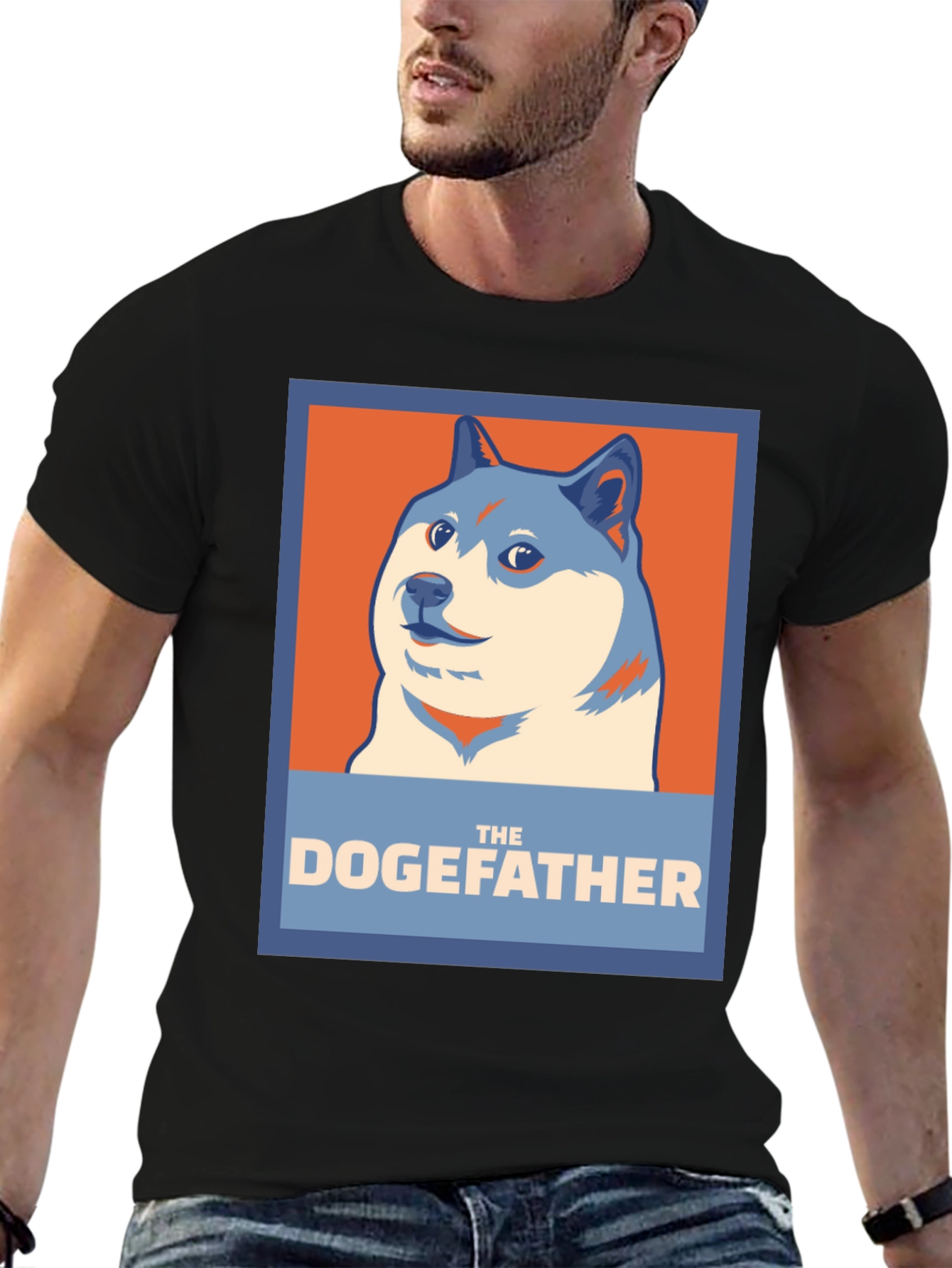 Black The Dogefather T-Shirt - Meme Humor Graphic Tee view 6