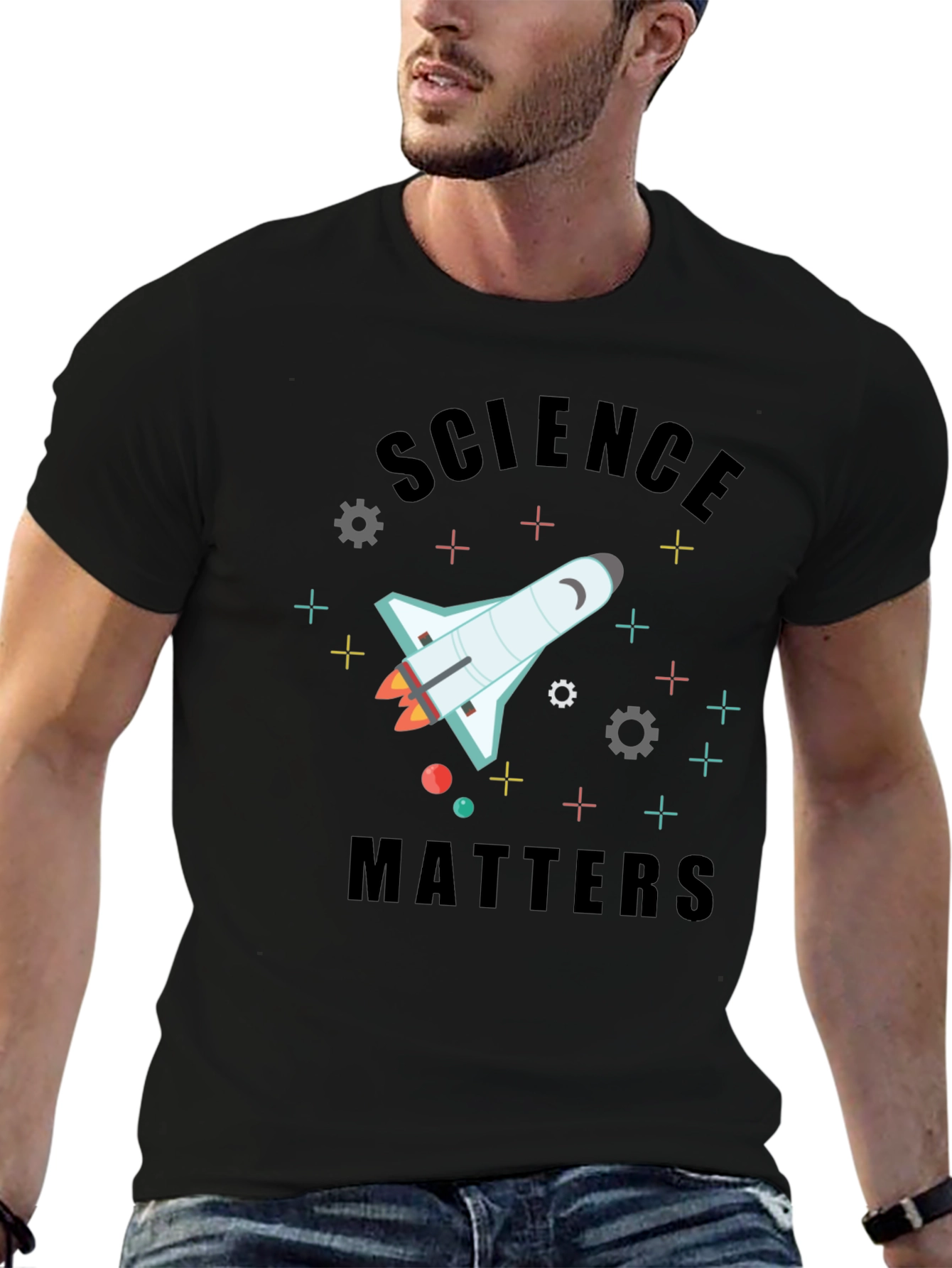 Black Science Matters Space Shuttle Graphic T-Shirt view 6