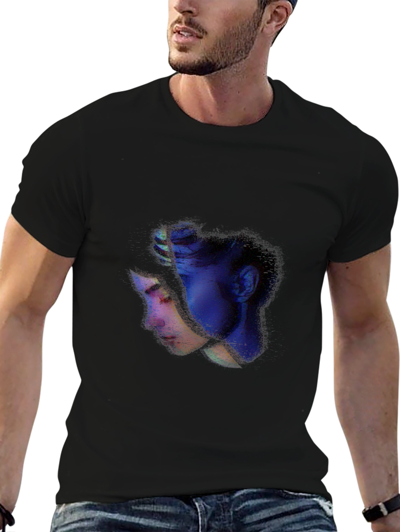 Black Abstract Portrait Black Tee view 6