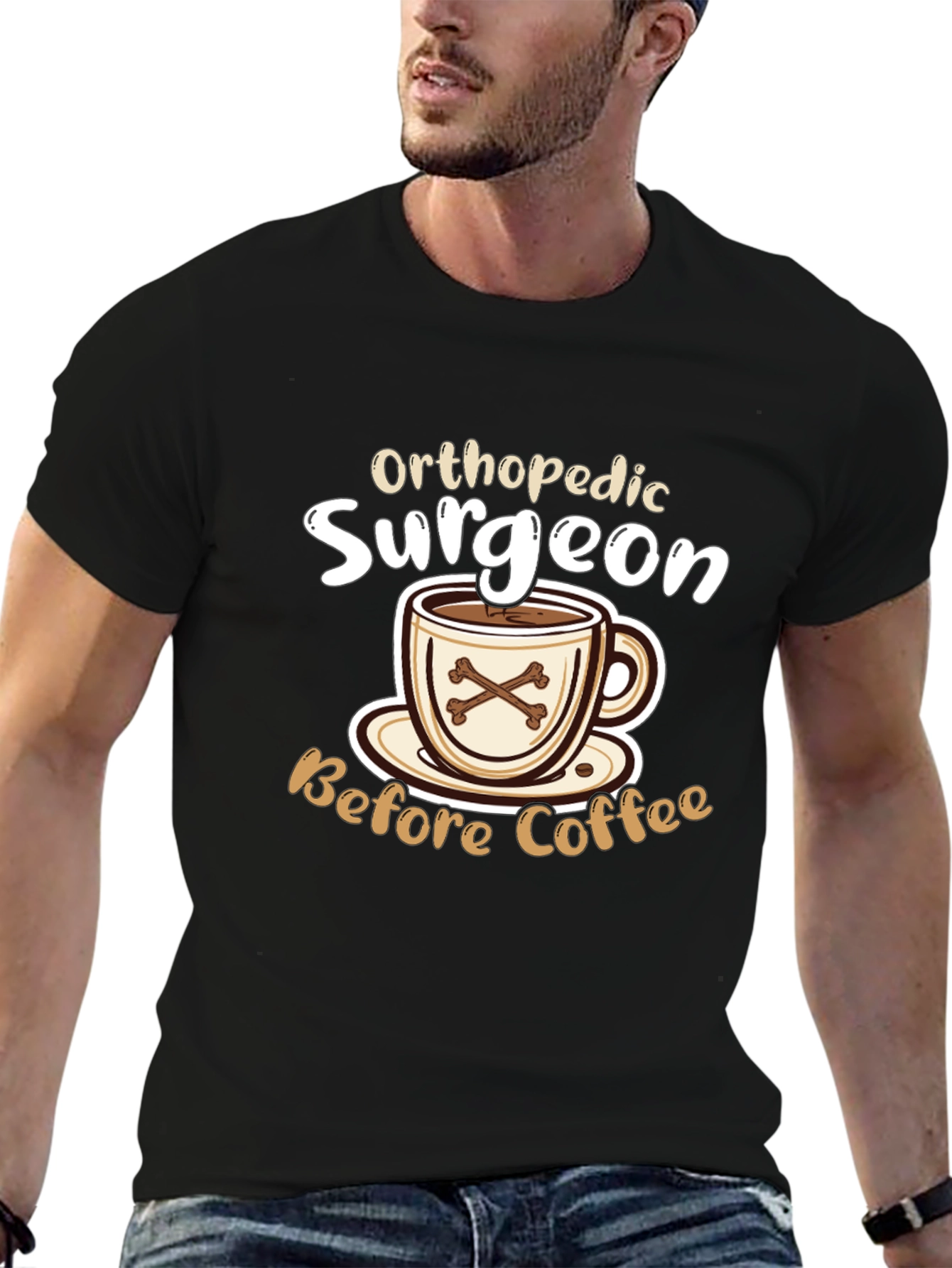Black Orthopedic Surgeon Coffee T-Shirt view 6