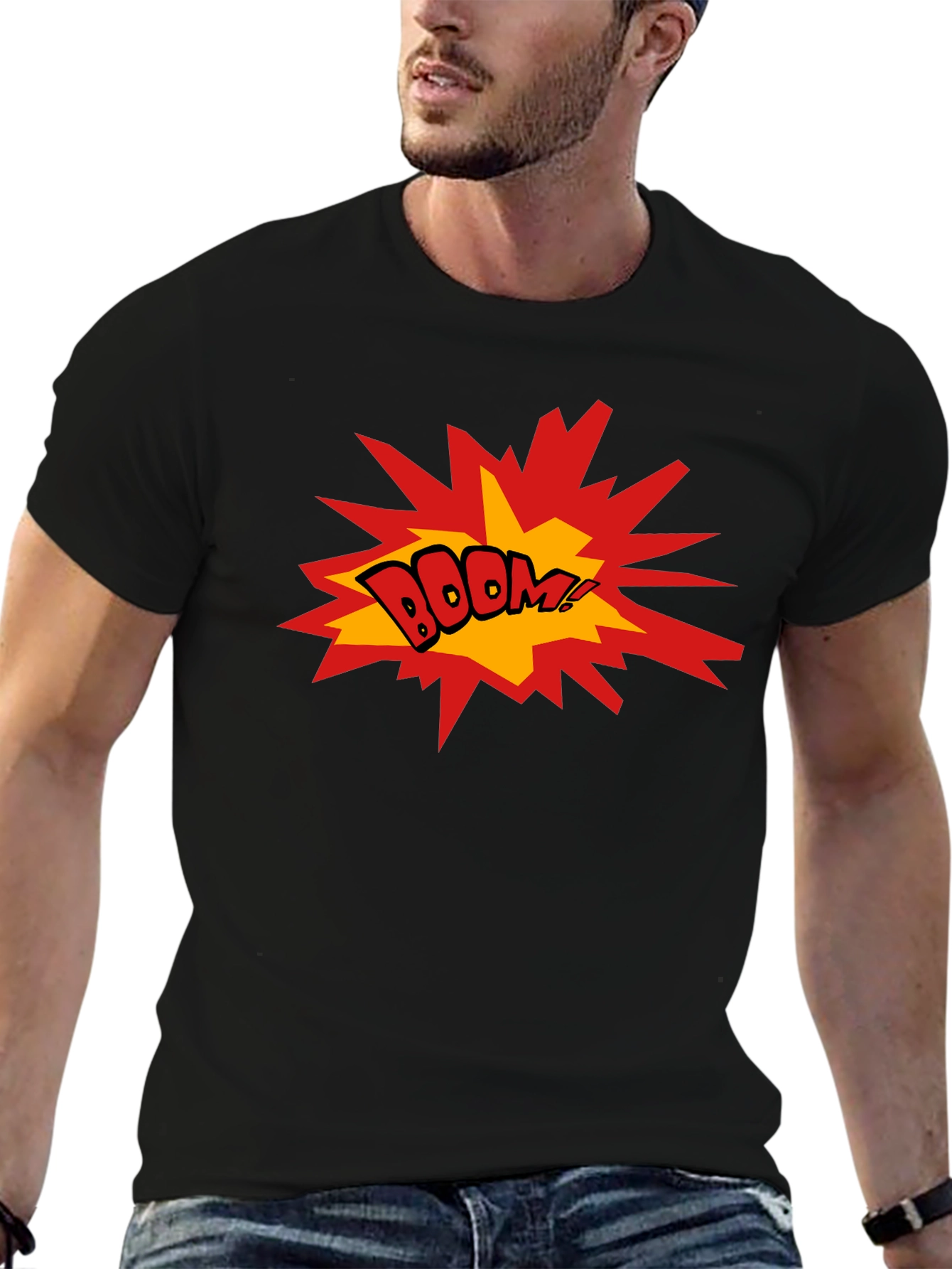 Black BOOM! Graphic Print Black T-Shirt view 6