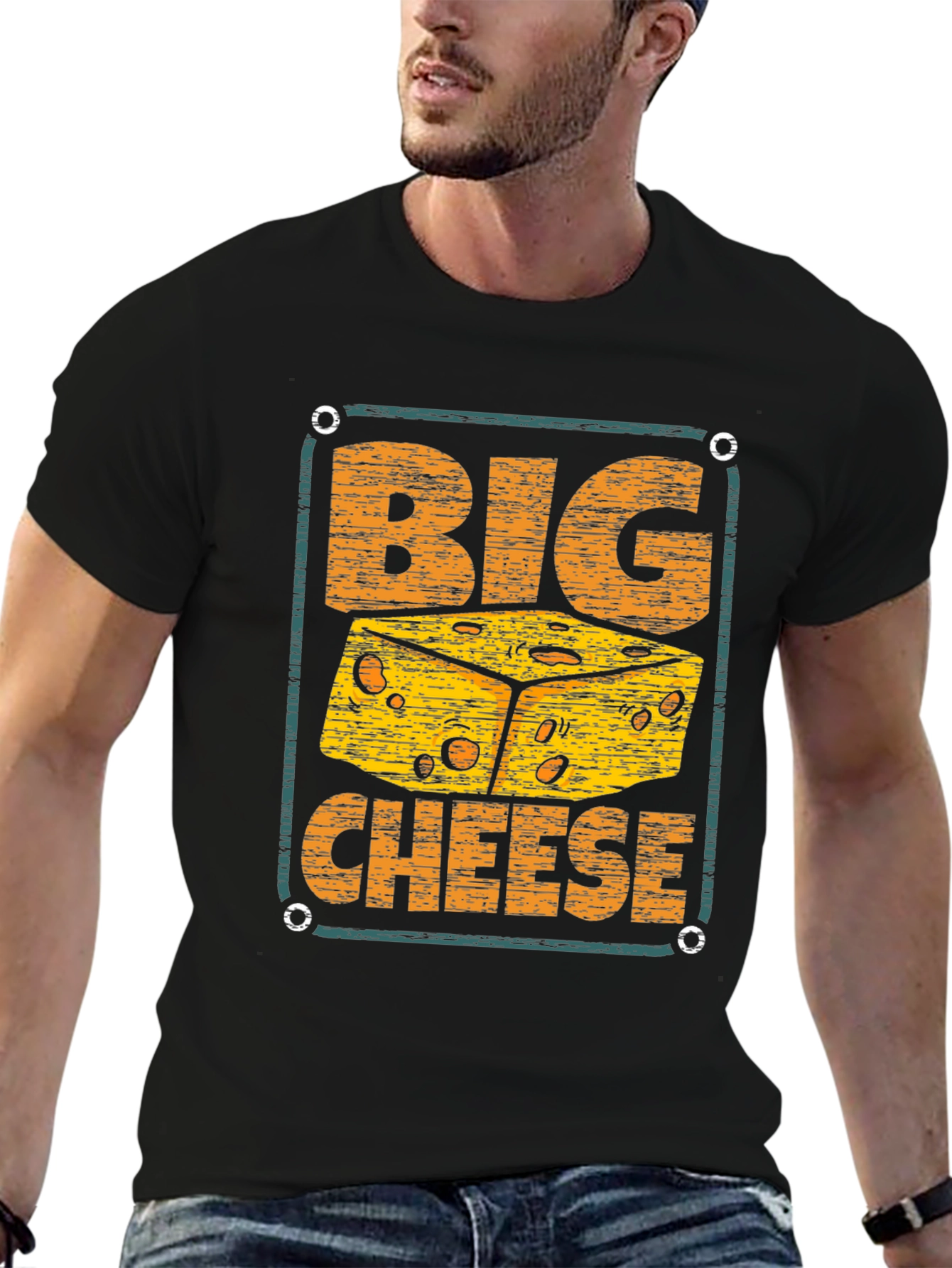 Black Big Cheese Graphic T-Shirt - Novelty Tee view 6