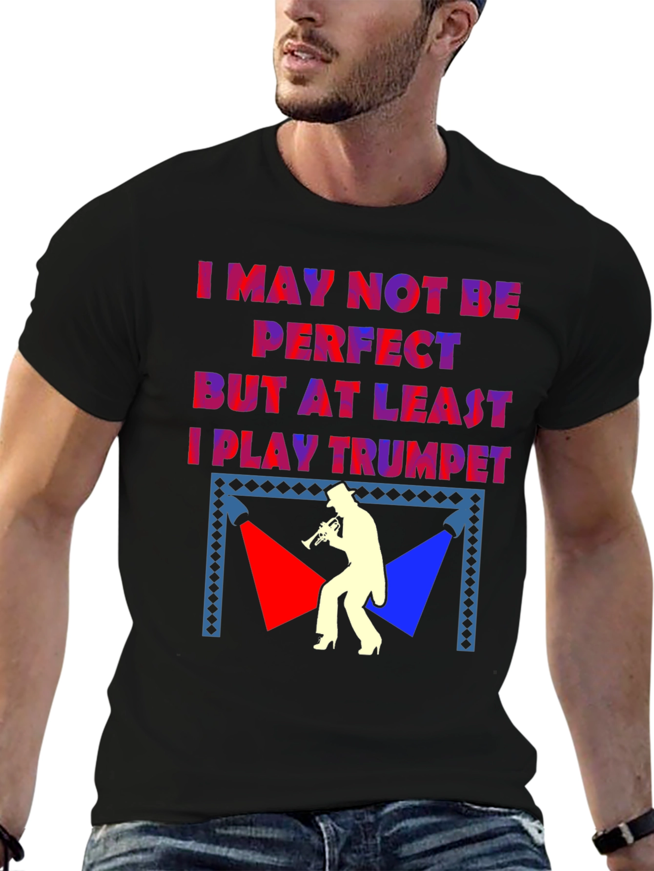 Black I Play Trumpet T-Shirt - Musician Humor Tee view 6