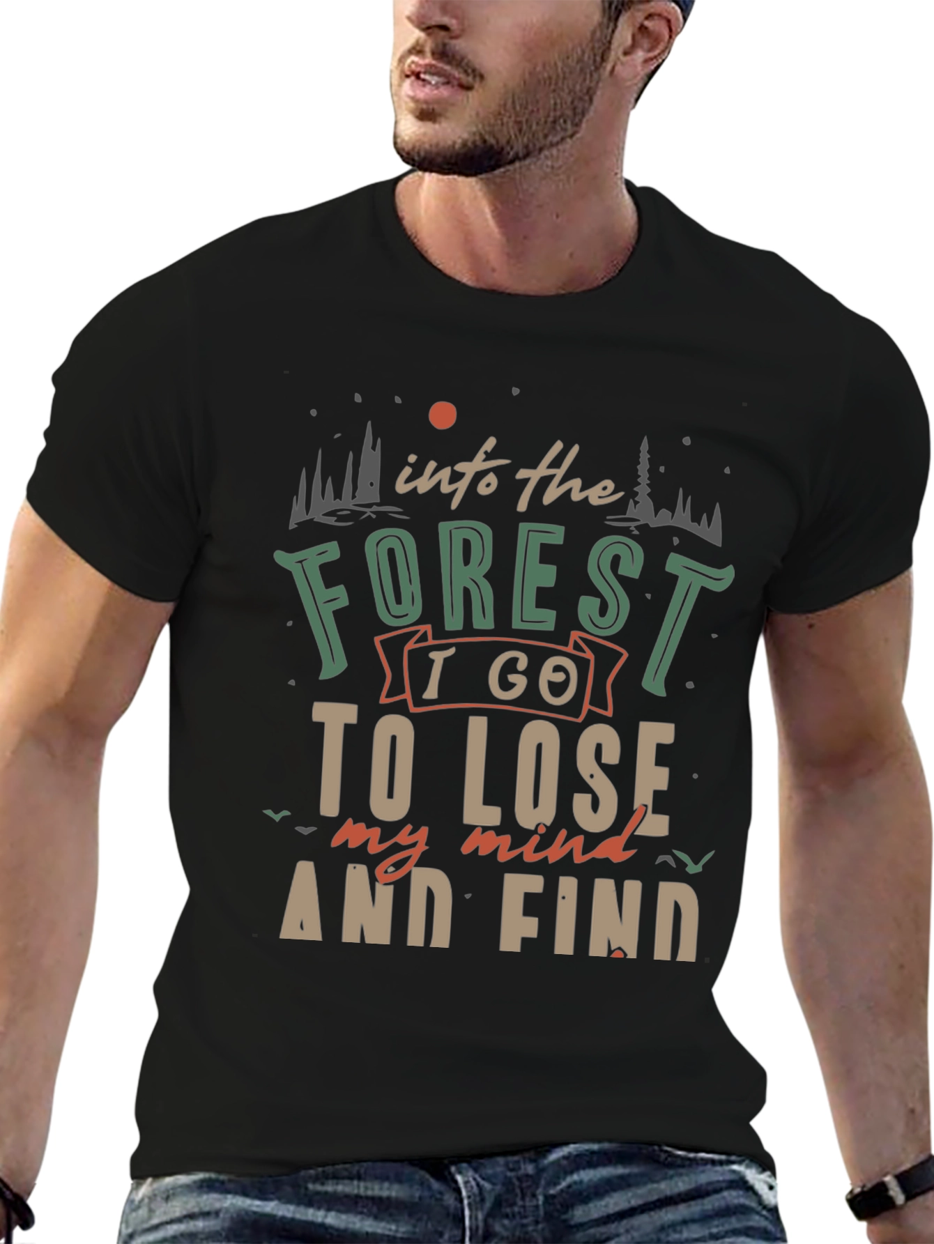 Black Into the Forest Graphic Tee view 6