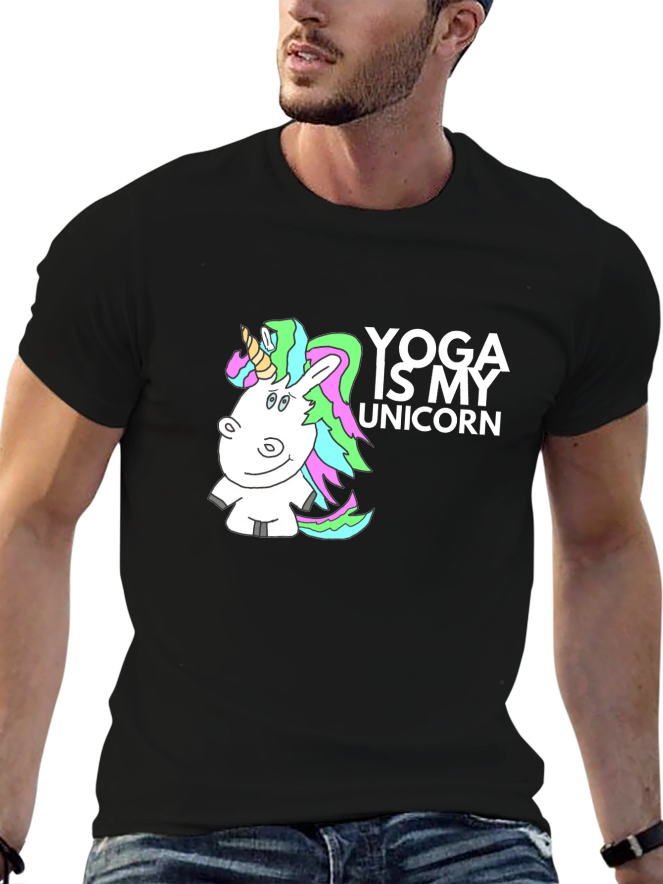 Black Yoga is My Unicorn Graphic T-Shirt view 6