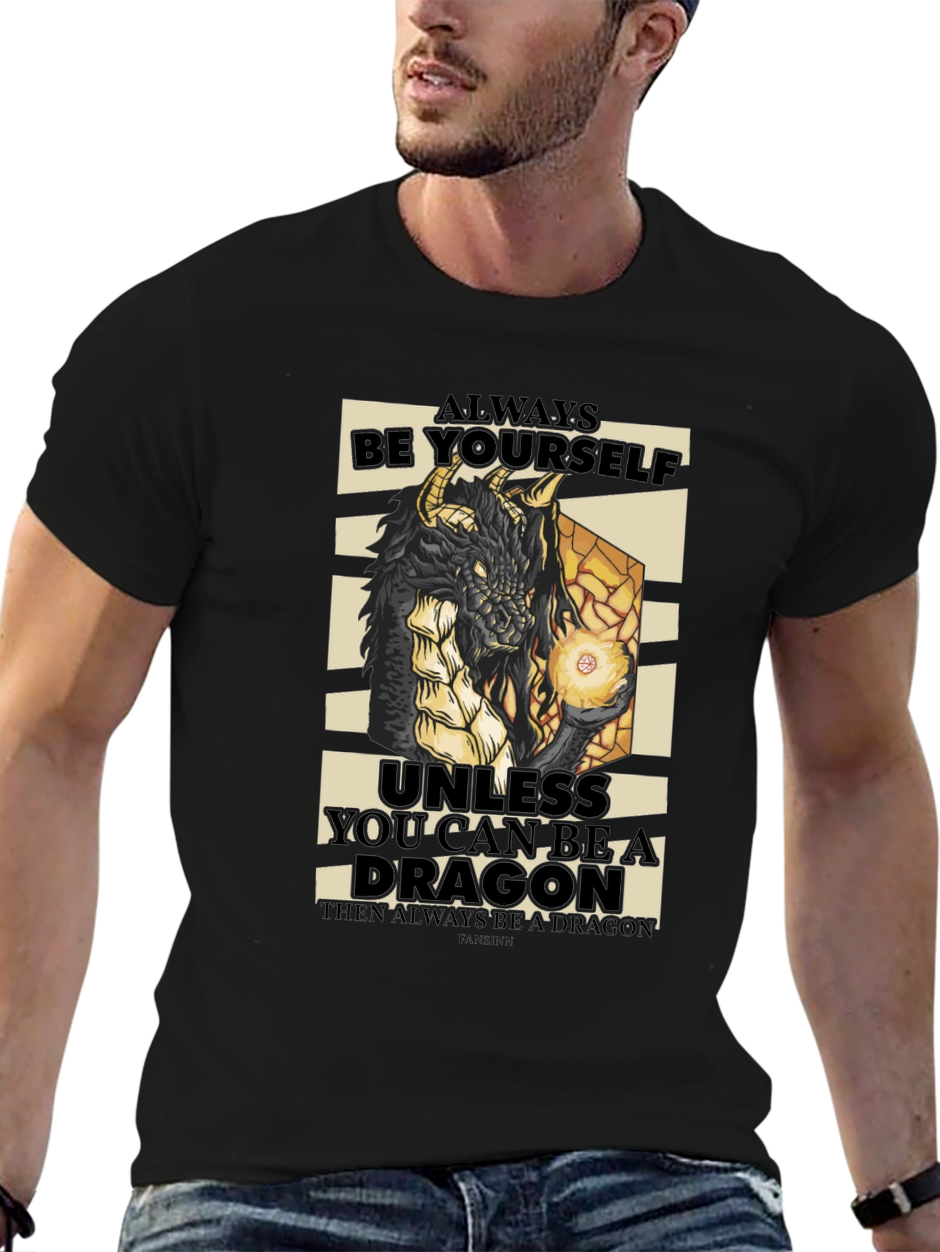 Black Dragon Graphic Tee - Always Be Yourself T-Shirt view 6