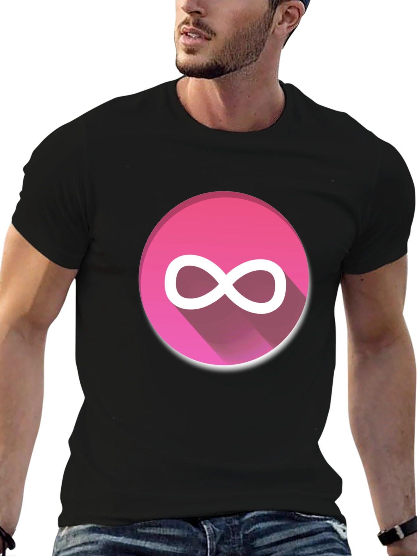 Black Pink Infinity Symbol Graphic Tee - Black view 6