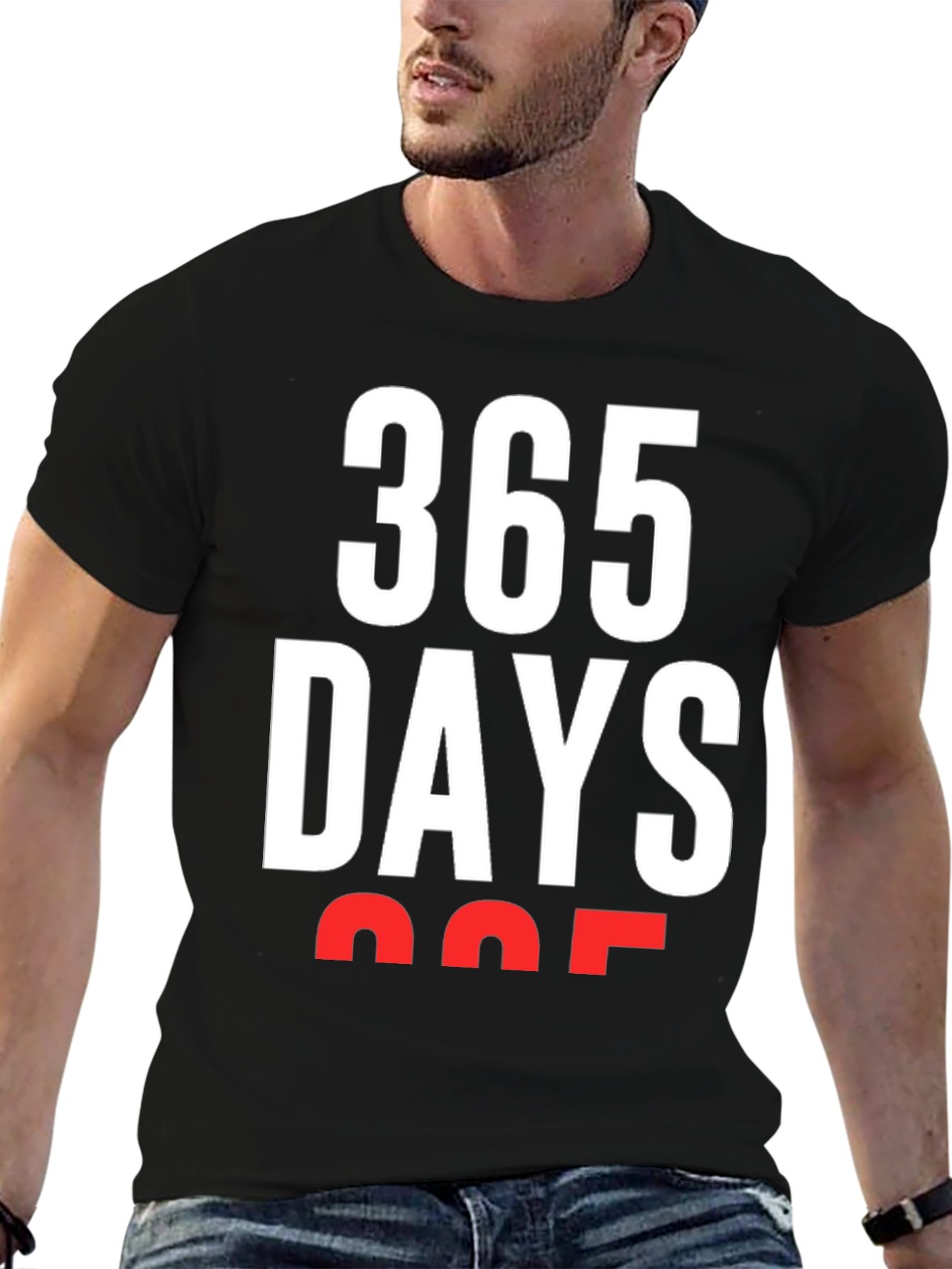 Black 365 Days T-Shirt - Bold Graphic Tee view 6