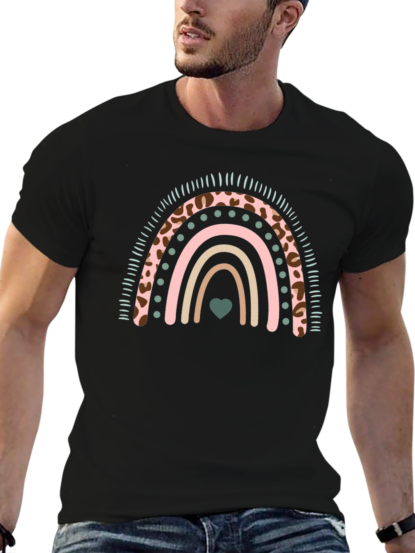 Black Rainbow Heart Graphic Tee view 6