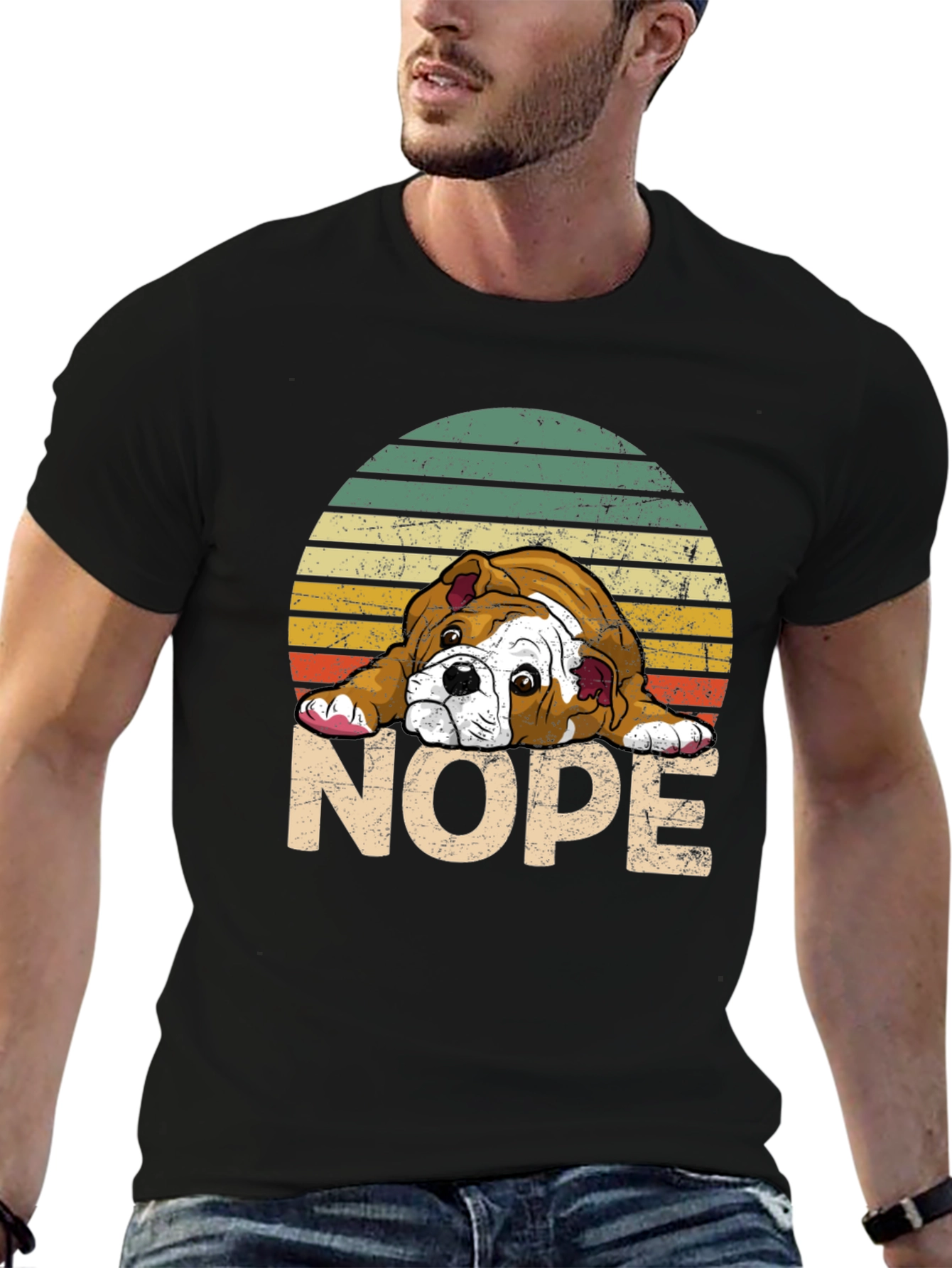 Black Bulldog NOPE T-Shirt - Funny Dog Lover Tee view 6