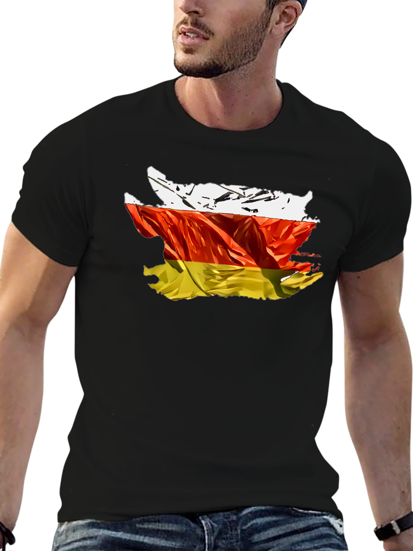 Black South Ossetia Flag Graphic Tee view 6
