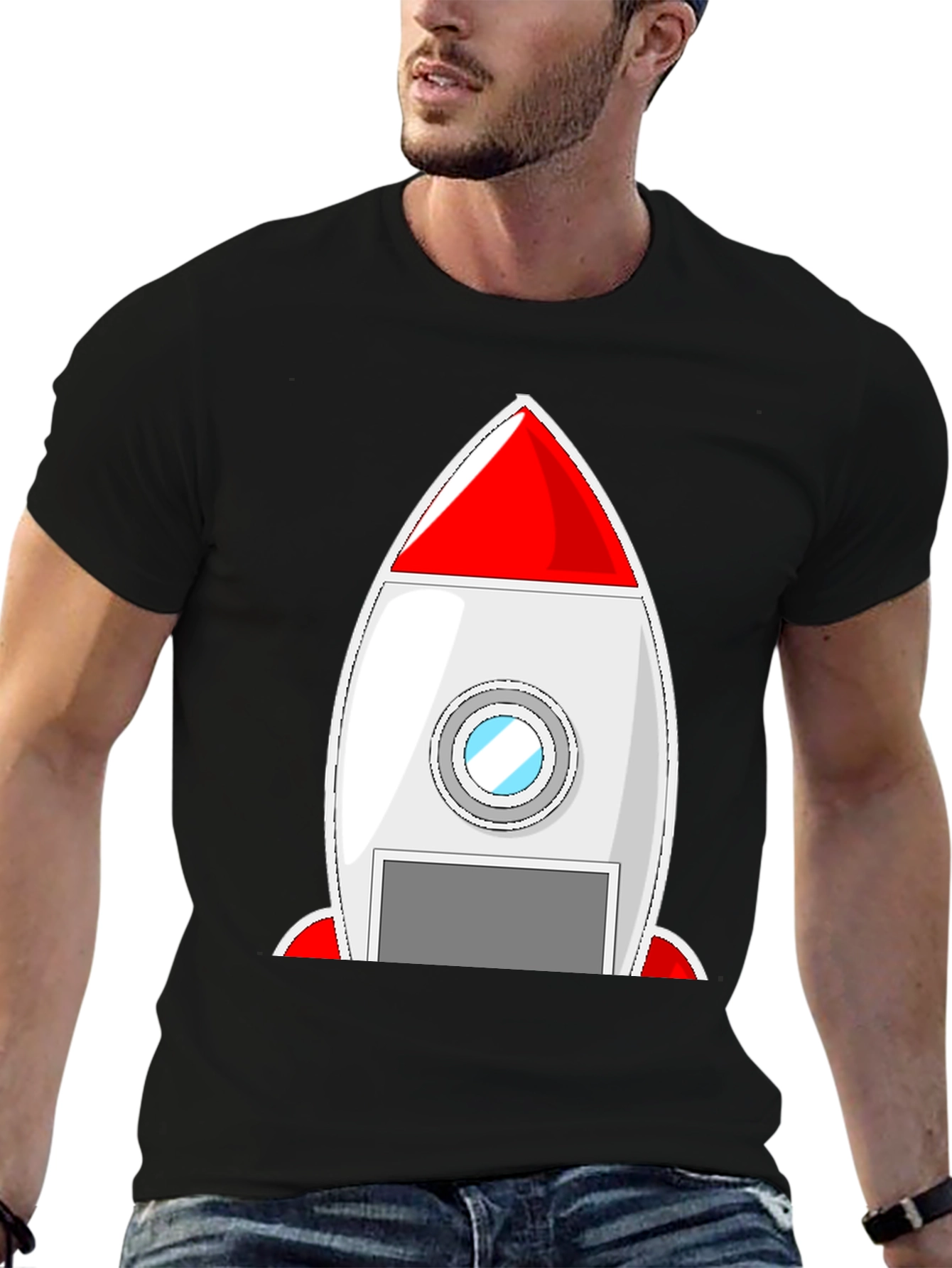 Black Rocket Ship Graphic Tee - Blast Off in Style! view 6