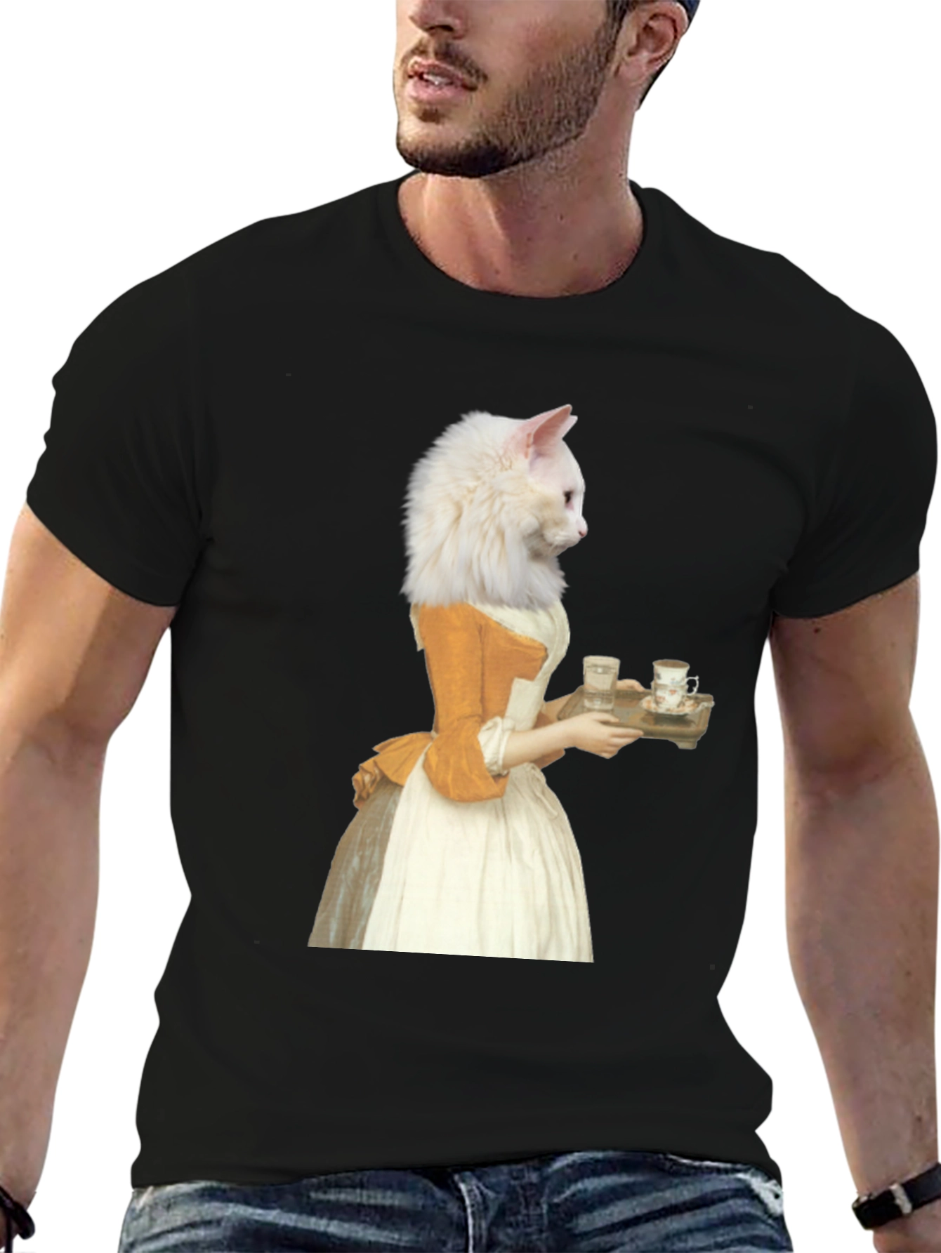 Black Cat Marie Antoinette Graphic T-Shirt view 6