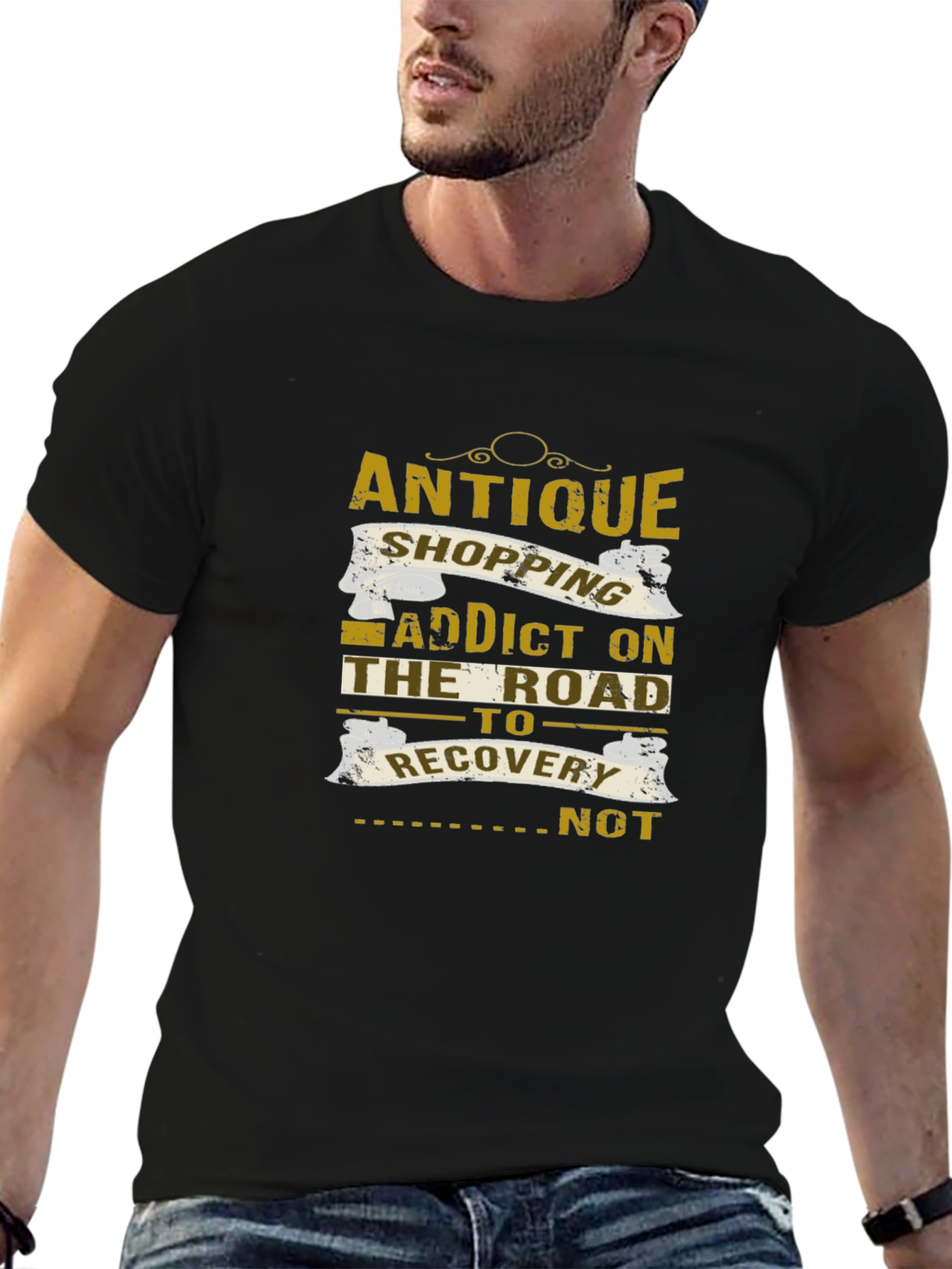 Black Antique Shopping Addict T-Shirt view 6
