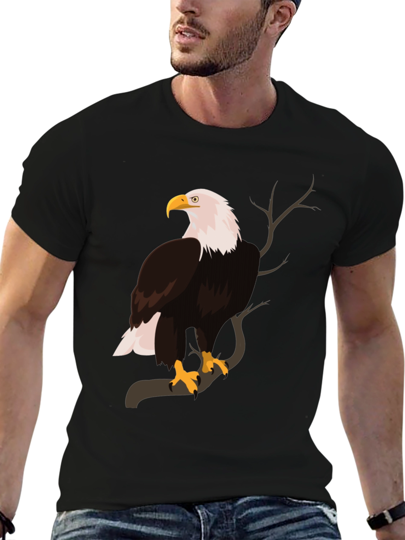 Black Bald Eagle Graphic Print T-Shirt view 6