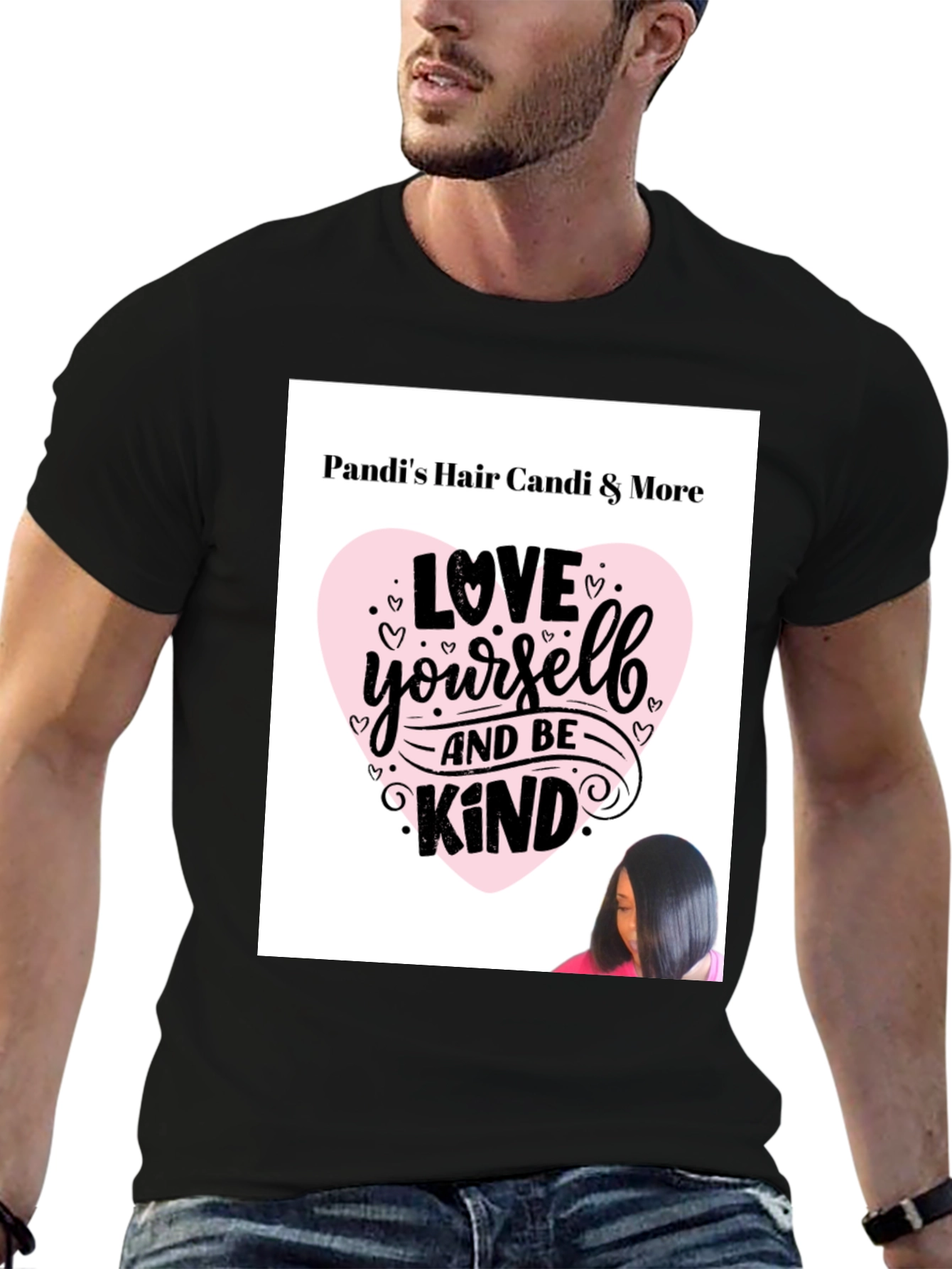 Black Pandi's Hair Candi & More 'Love Yourself and Be Kind' Graphic T-Shirt view 6