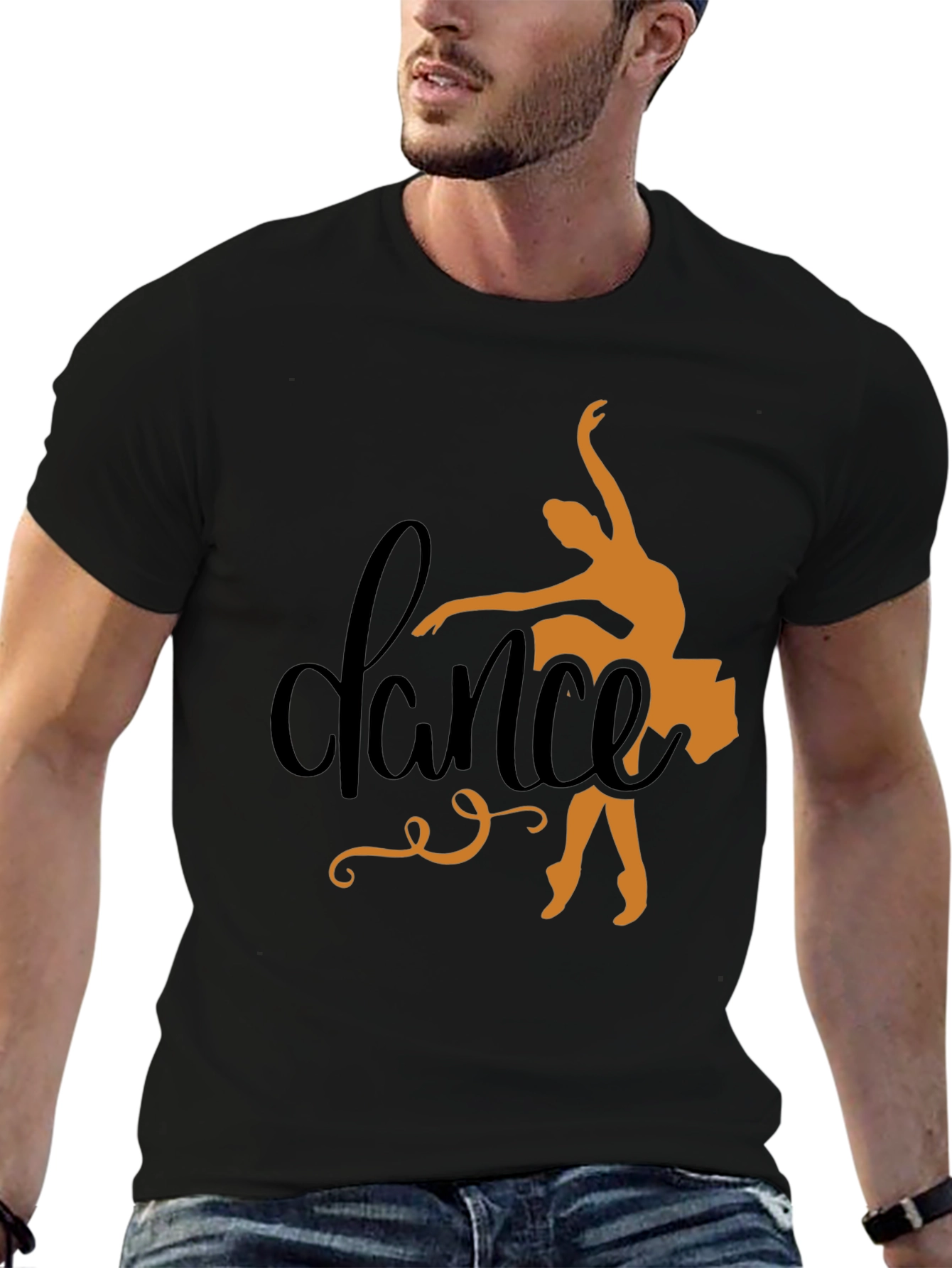 Black Dance Silhouette Black Tee - Artistic Dancer Shirt view 6