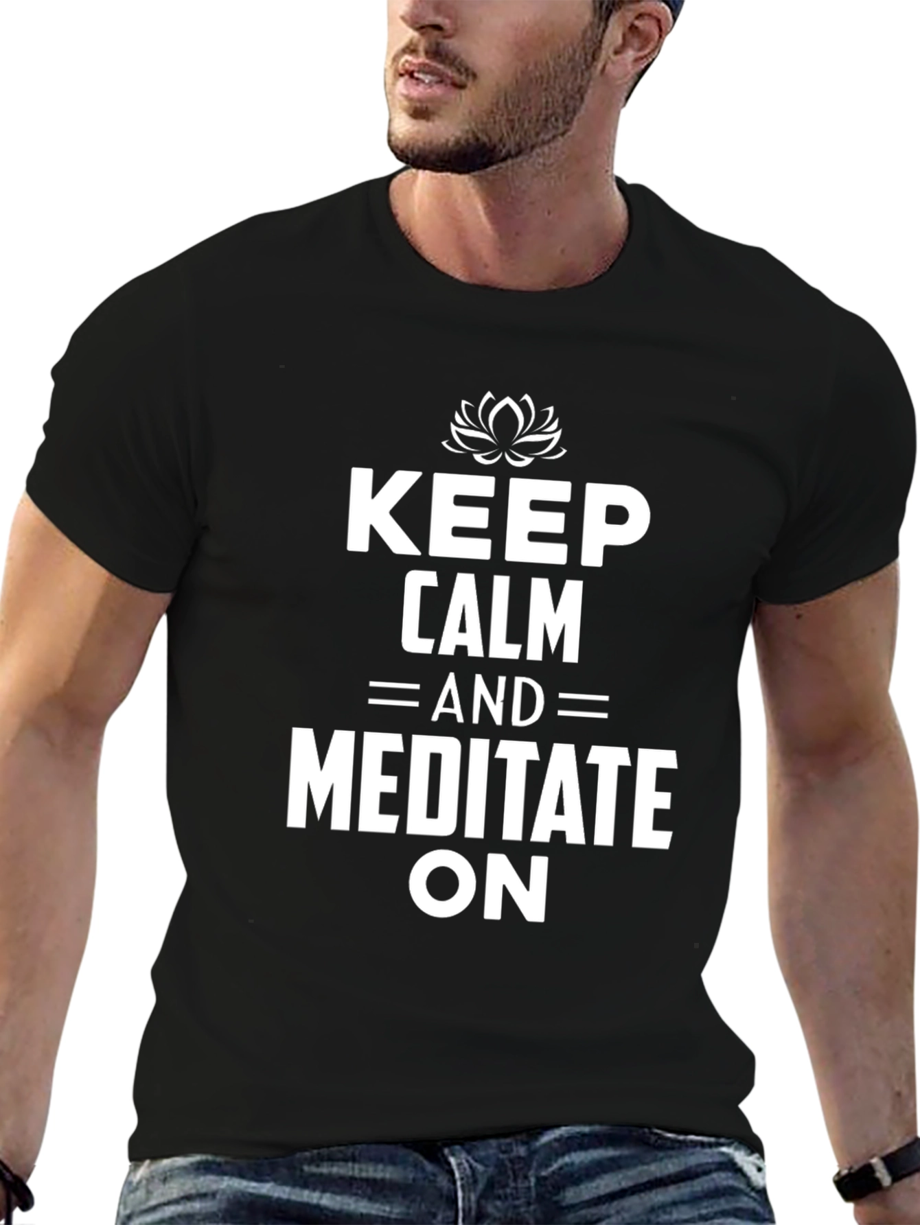 Black Keep Calm and Meditate T-Shirt - Zen Style view 6