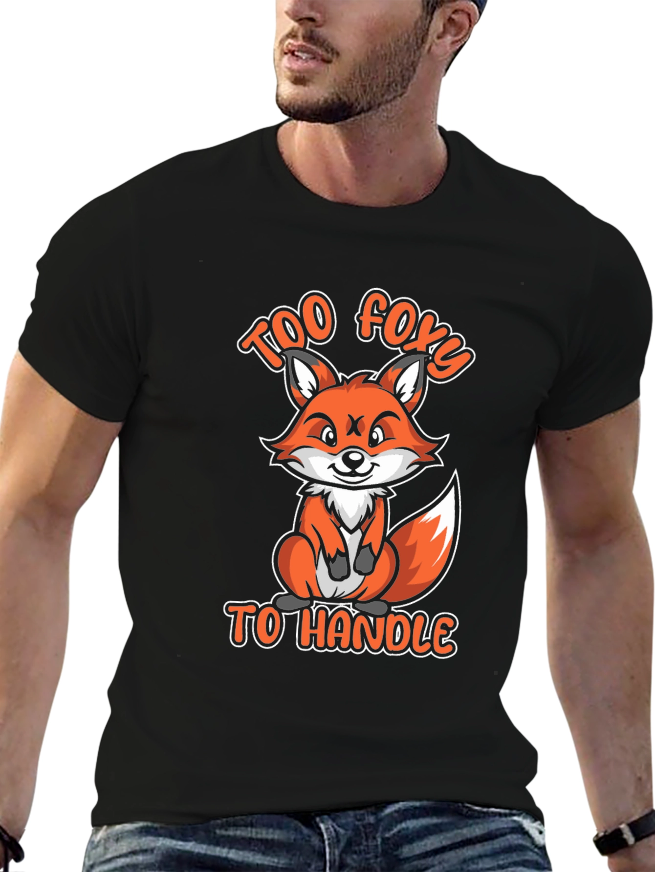Black Too Foxy To Handle Funny Fox Graphic T-Shirt view 6