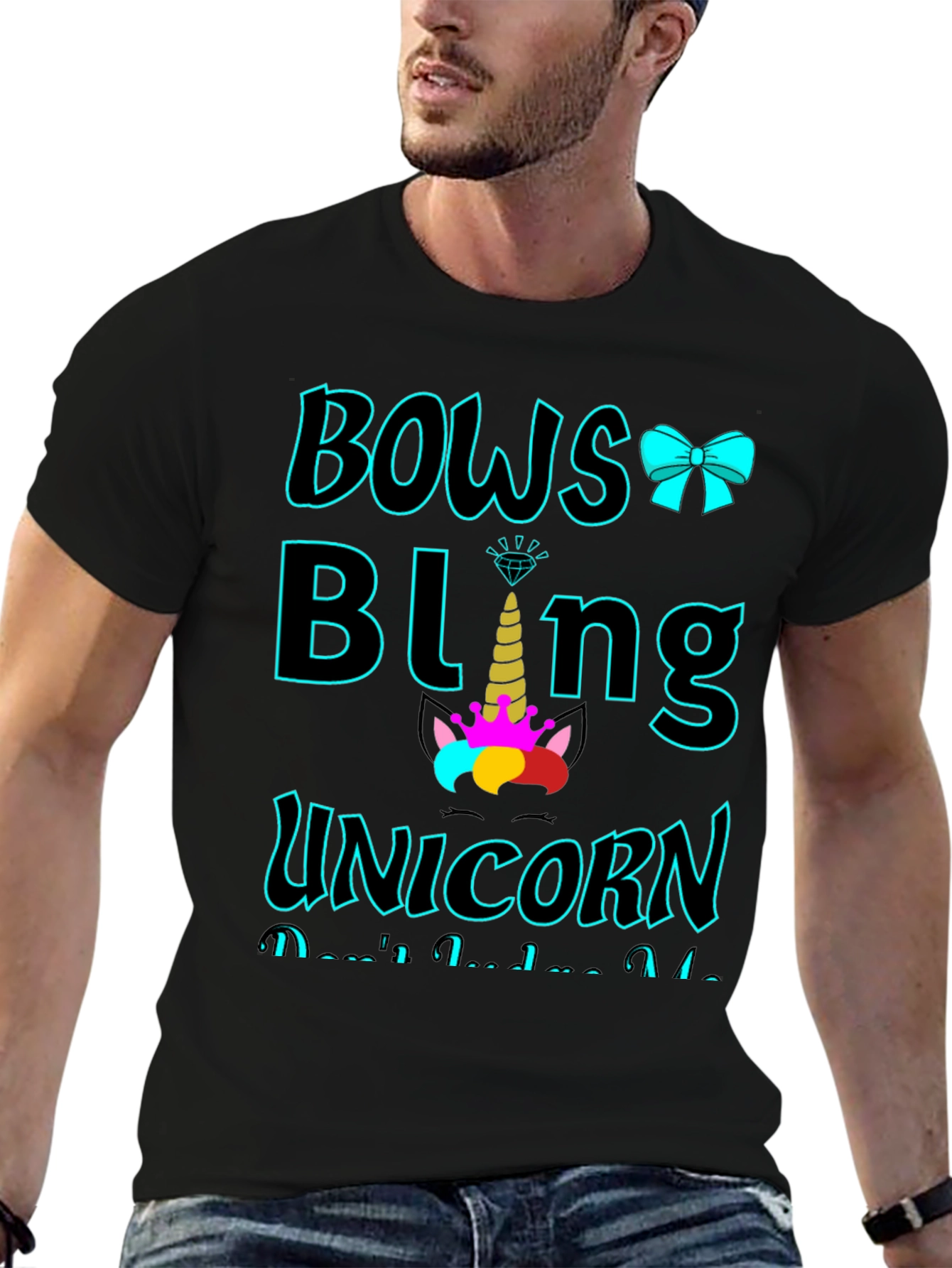 Black Bows Bling Unicorn Graphic Tee view 6