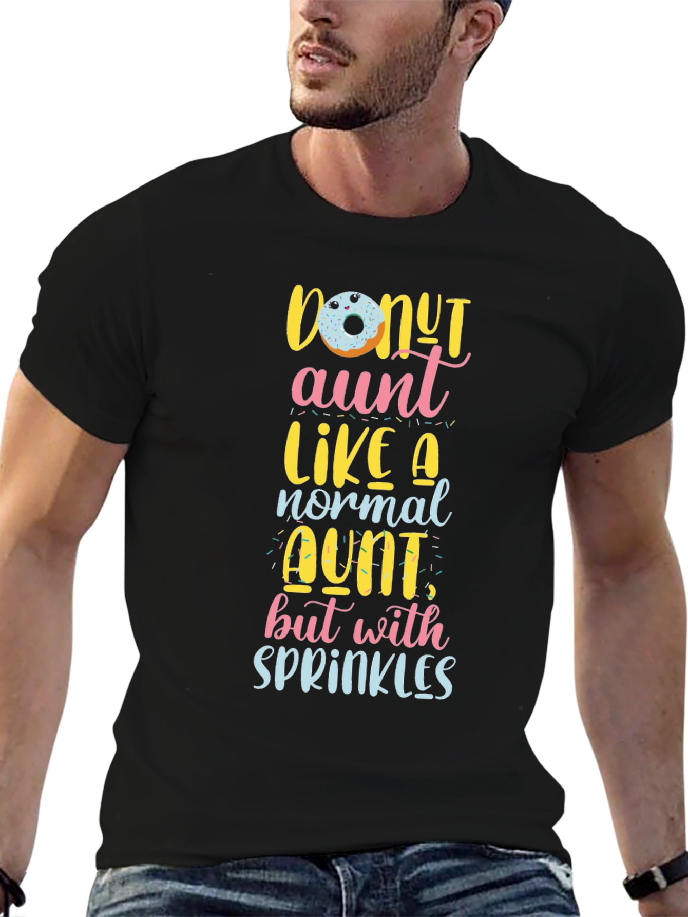 Black Donut Aunt Graphic Tee - Fun Aunt Shirt view 6