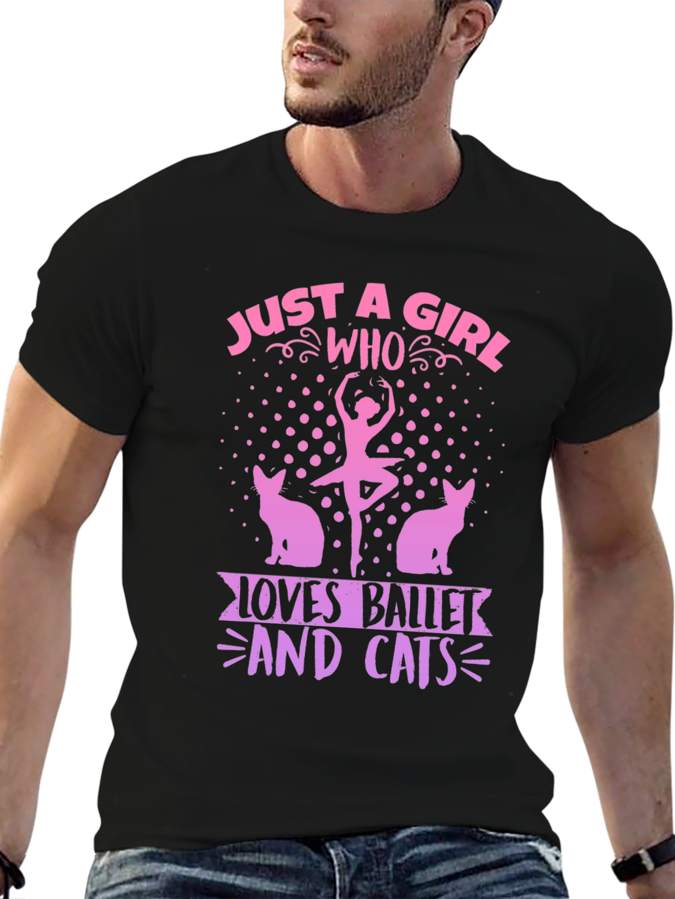Black Ballet & Cats Graphic Tee - Just a Girl Who Loves... view 6