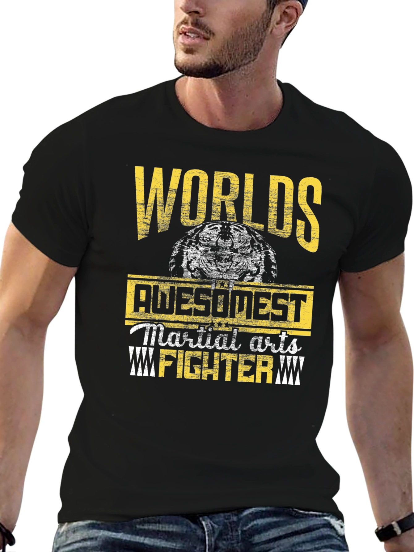 Black Worlds Awesomest Martial Arts Fighter Graphic T-Shirt view 6