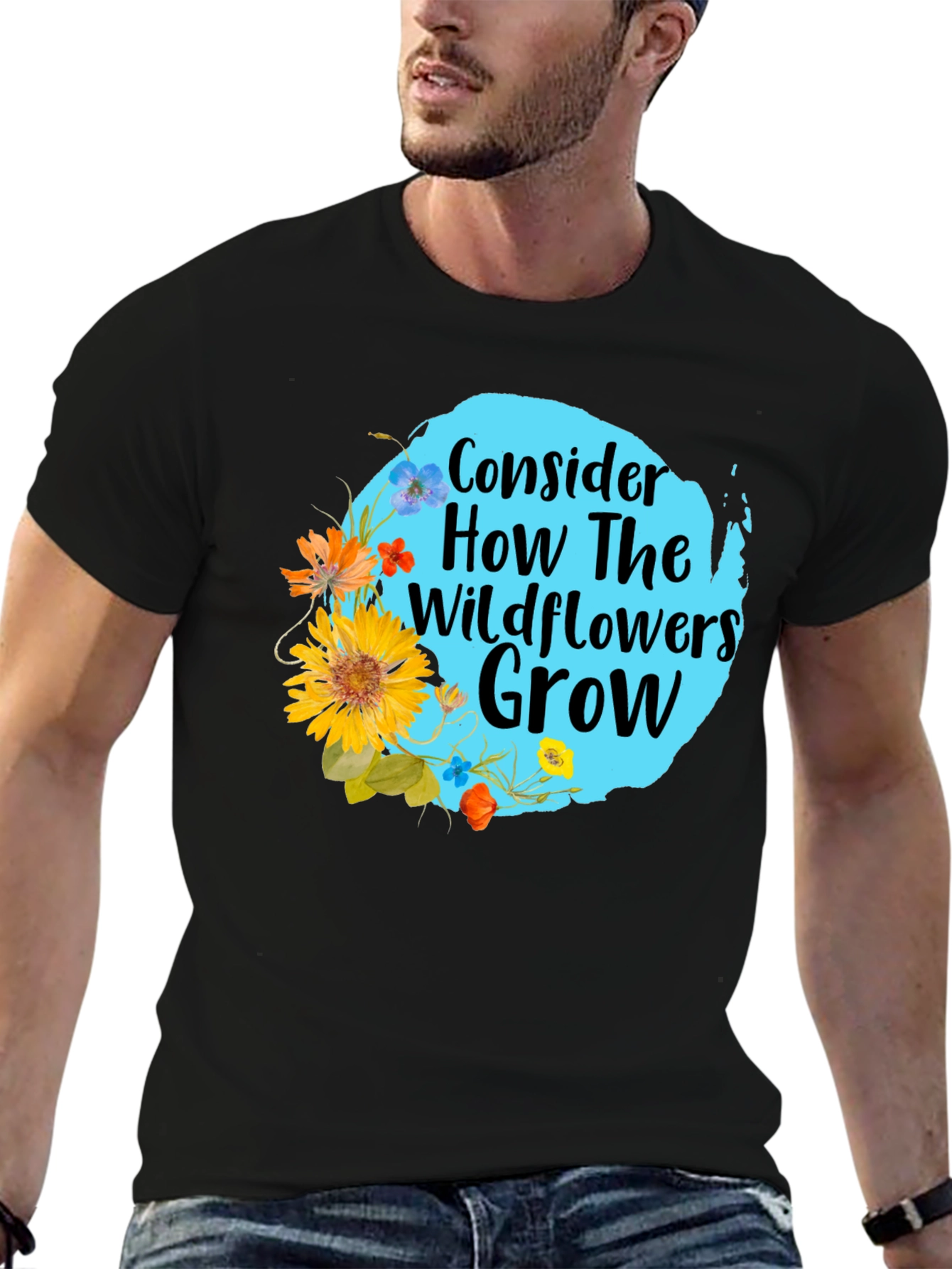 Black Wildflower Graphic Tee - Consider How They Grow view 6