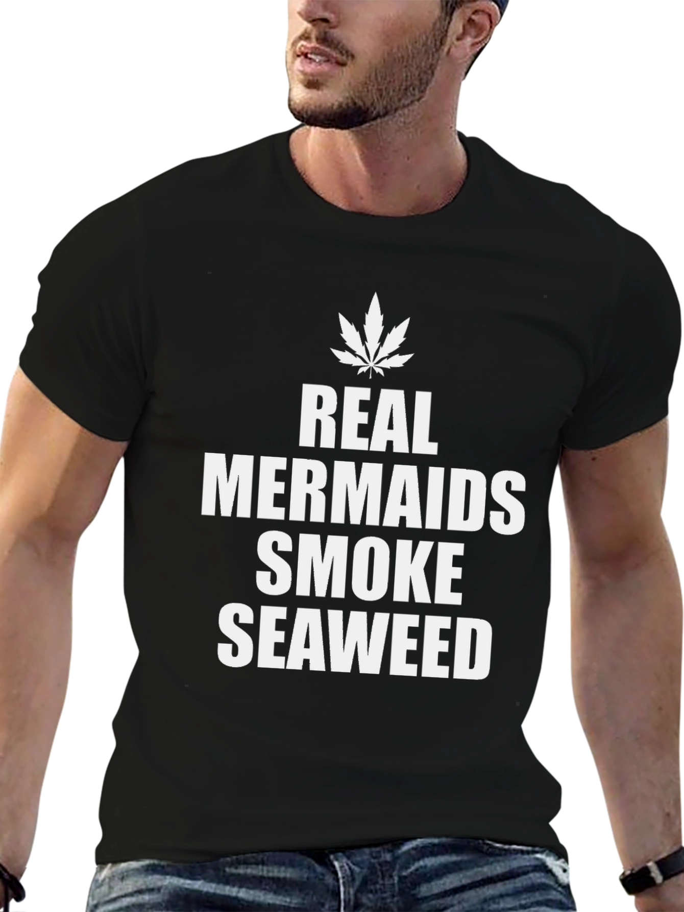 Black Real Mermaids Smoke Seaweed T-Shirt - Unisex view 6