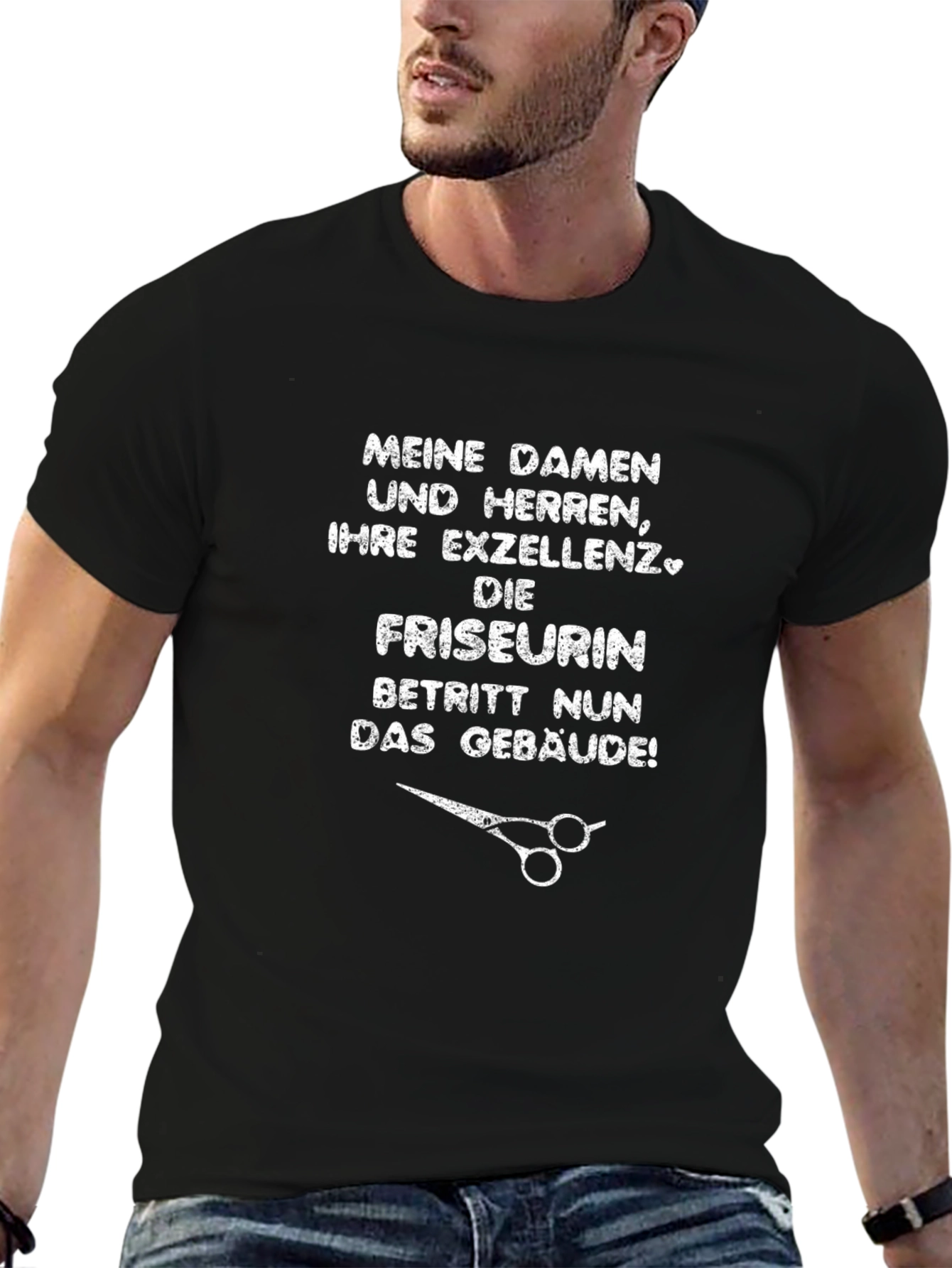Black Funny German Hairstylist T-Shirt - Salon Ready view 6