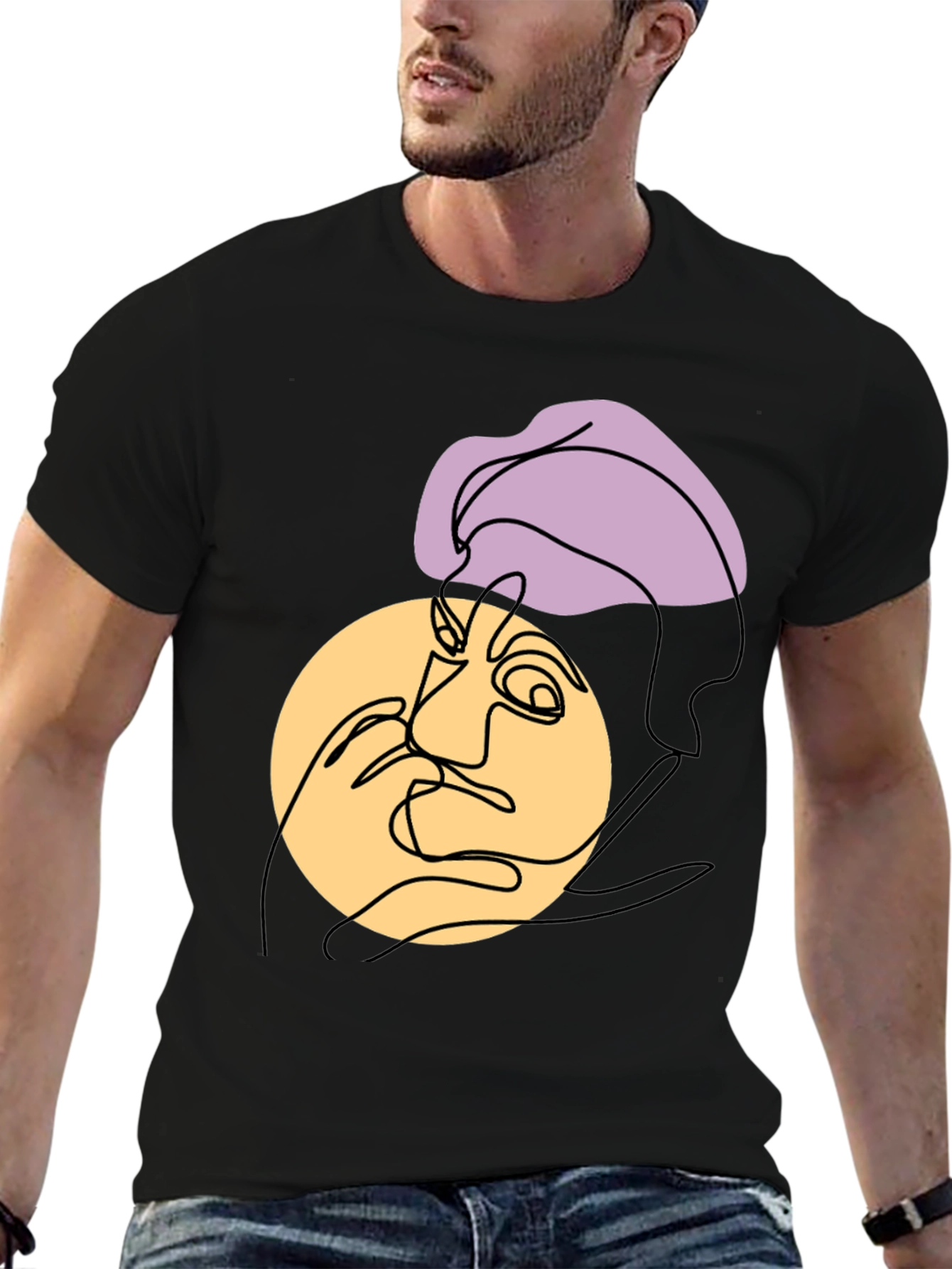 Black Abstract Face Graphic Tee view 6