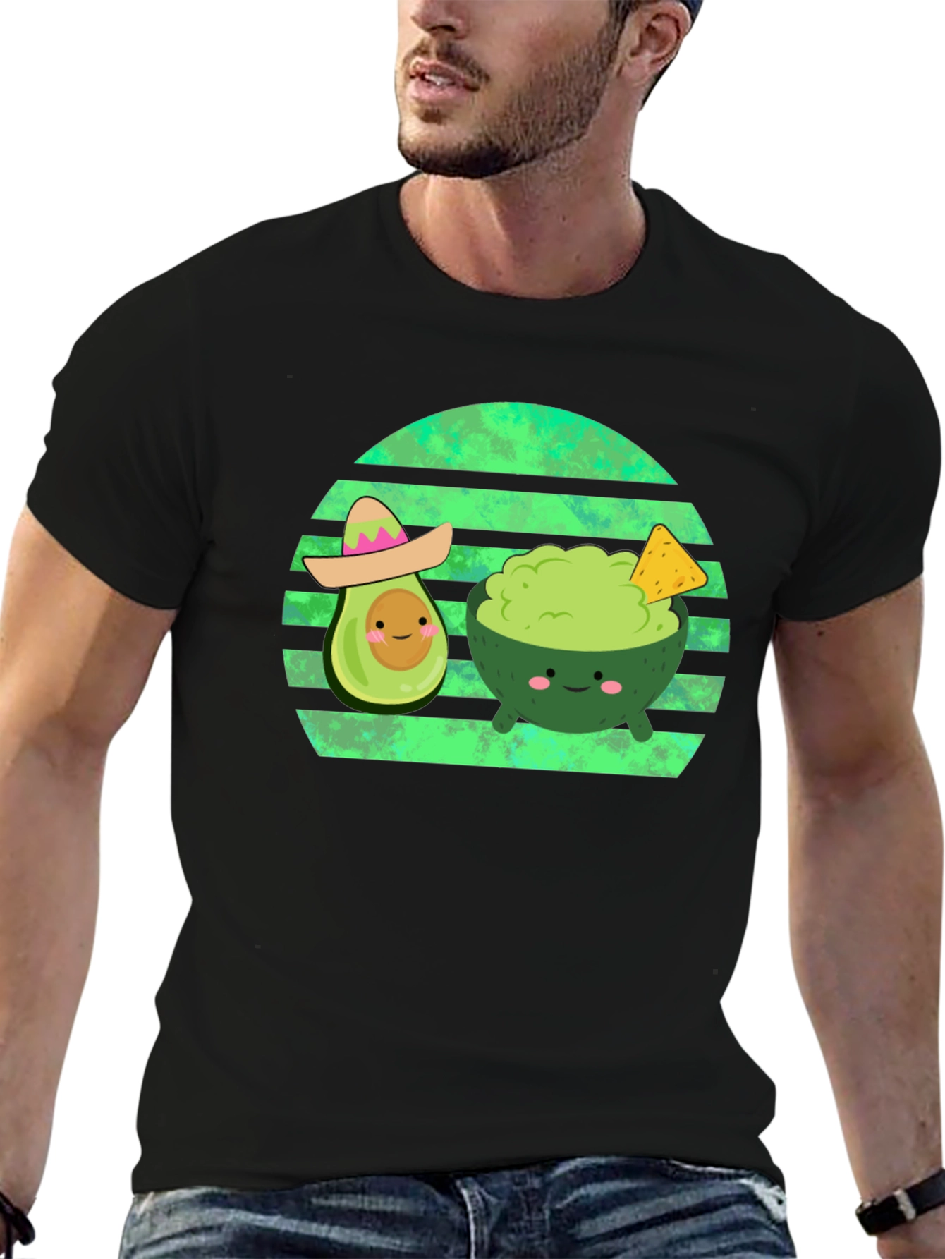 Black Cute Avocado Guac T-Shirt - Foodie Fun! view 6