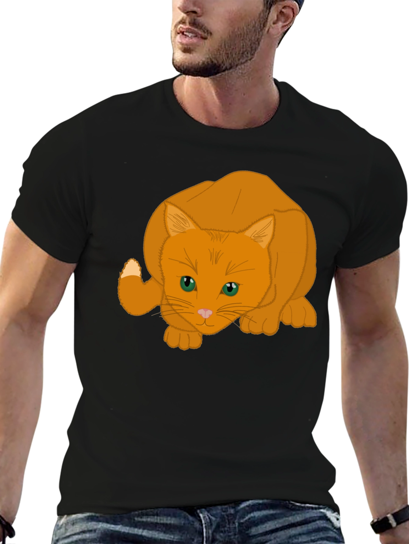 Black Orange Cat Graphic Tee - Soft Cotton Blend view 6