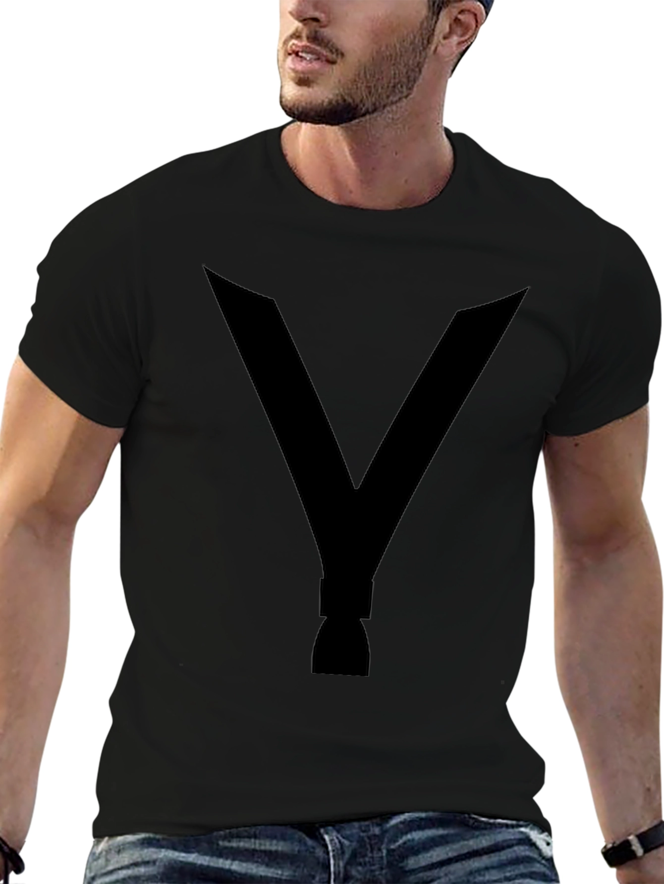 Black V Rocket Graphic Tee - Black Cotton T-Shirt view 6
